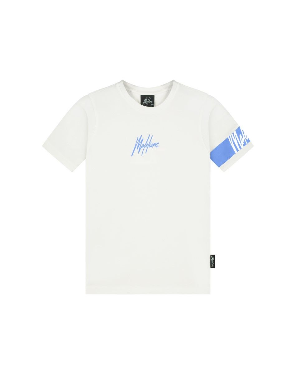 Malelions J2-ss23-19 T-shirt Off-White/Vista Blue 00102891-339
