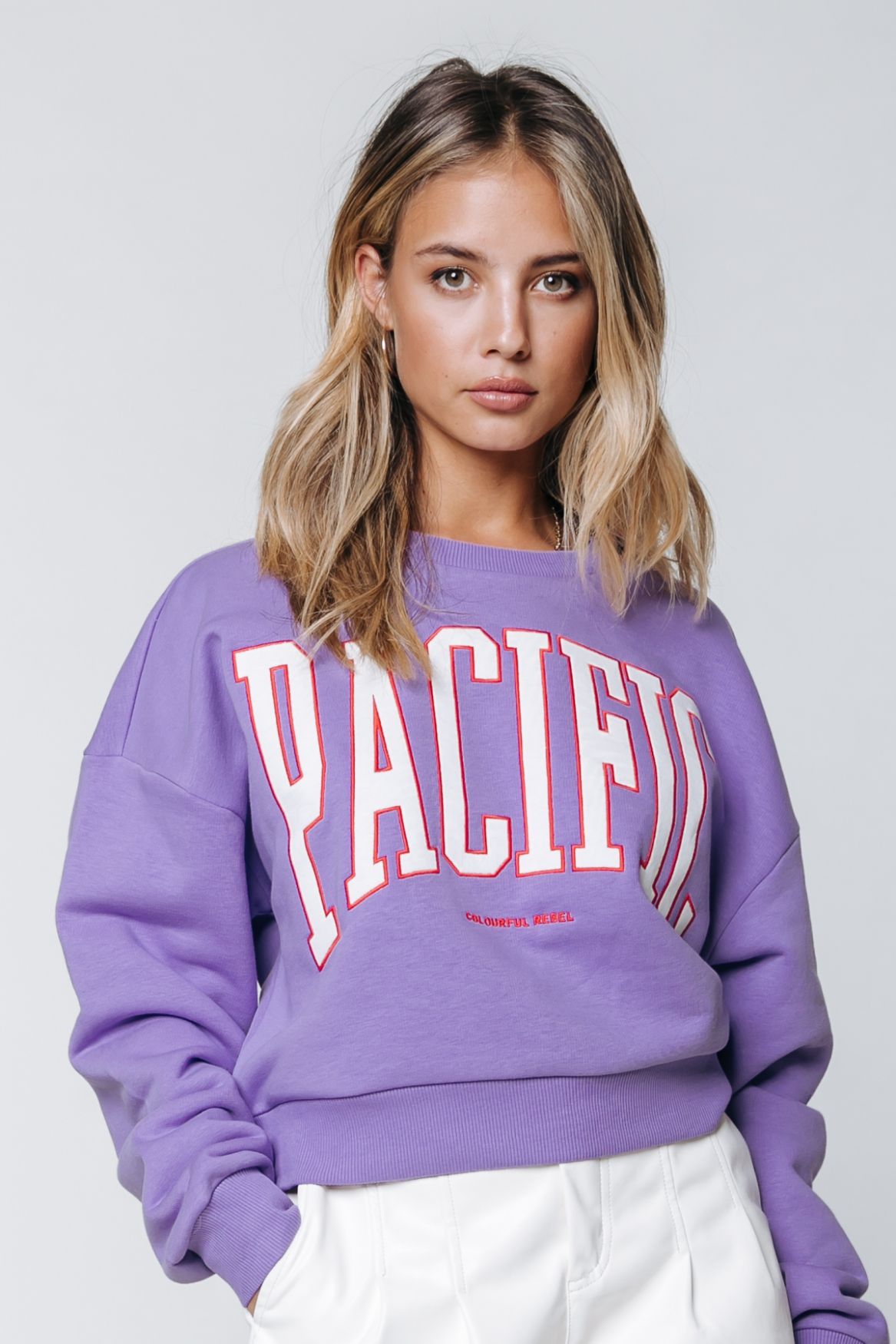 Colourful Rebel Pacific Patch Cropped Sweat 623 lilac 00102903-EKA26011600000005