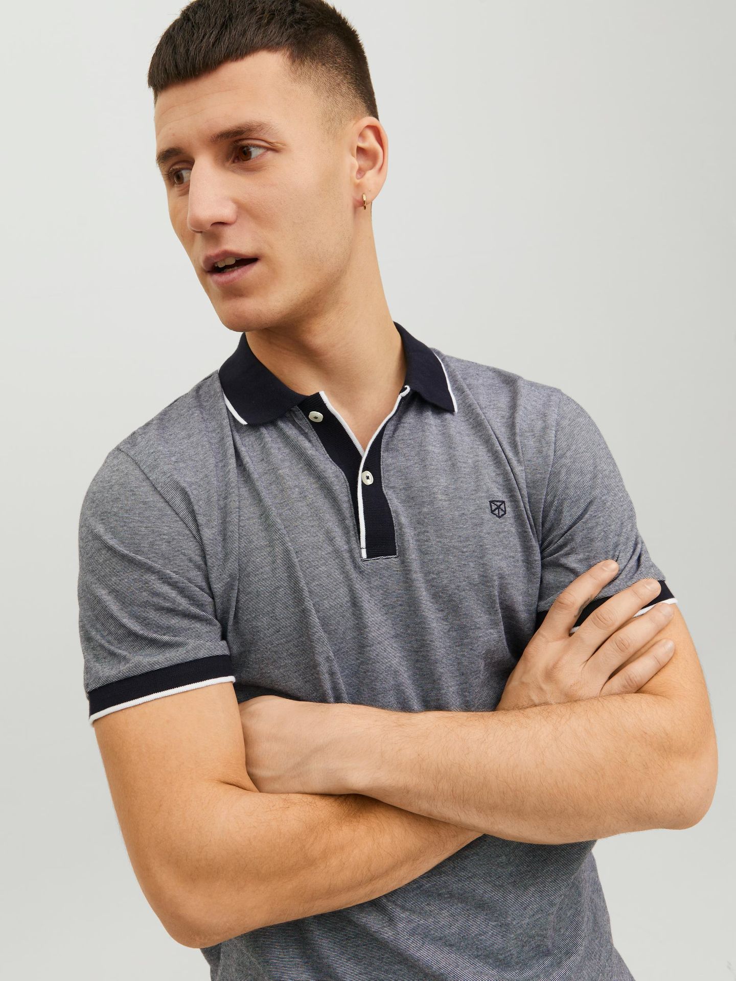 Jack & Jones JPRBLAPORTER STRIPE SS  POLO Perfect Navy/OPTICAL WHITE 00102937-EKA26011400001376