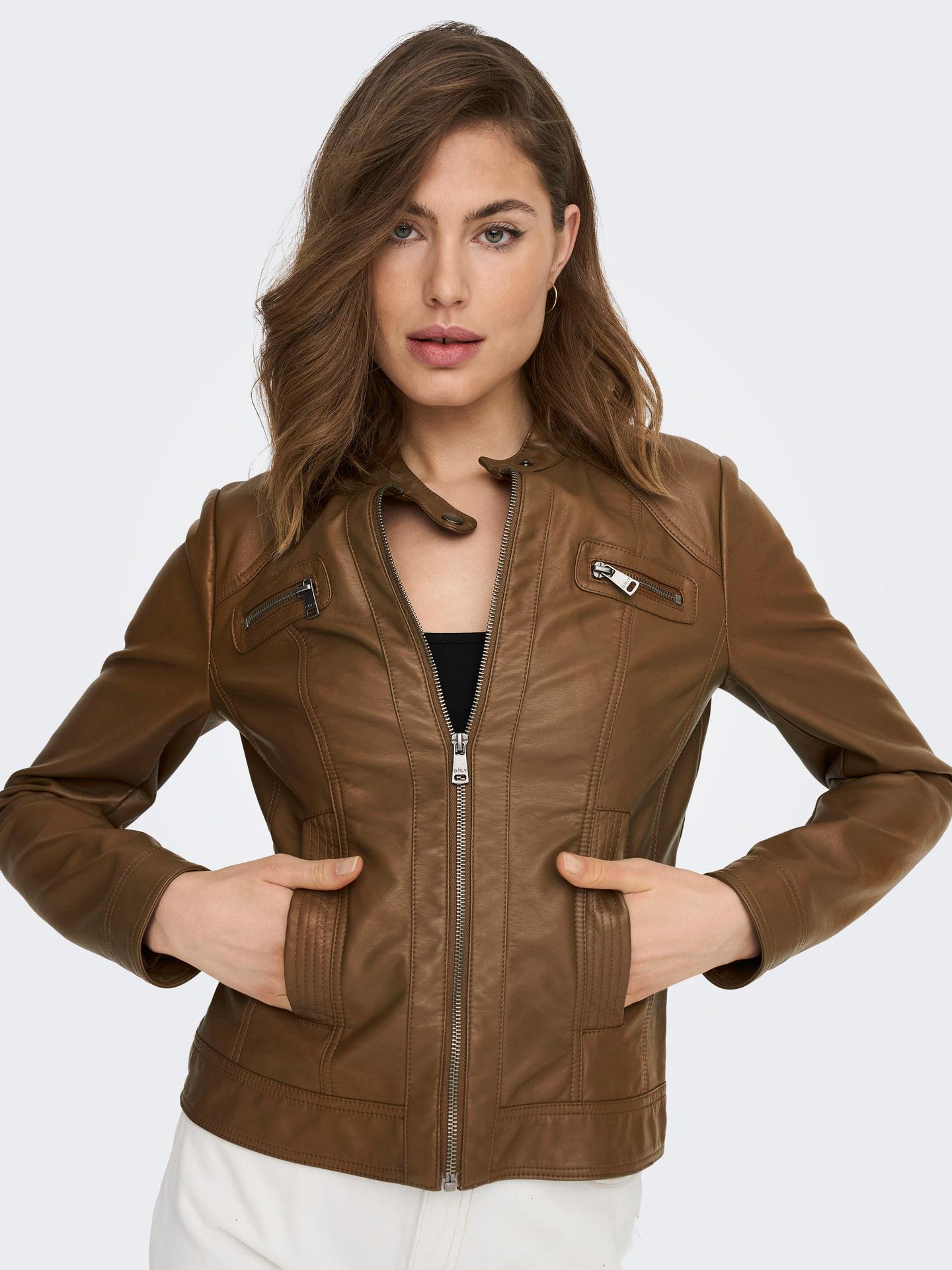 Only ONLBANDIT FAUX LEATHER BIKER NOOS O Cognac 2900136819010