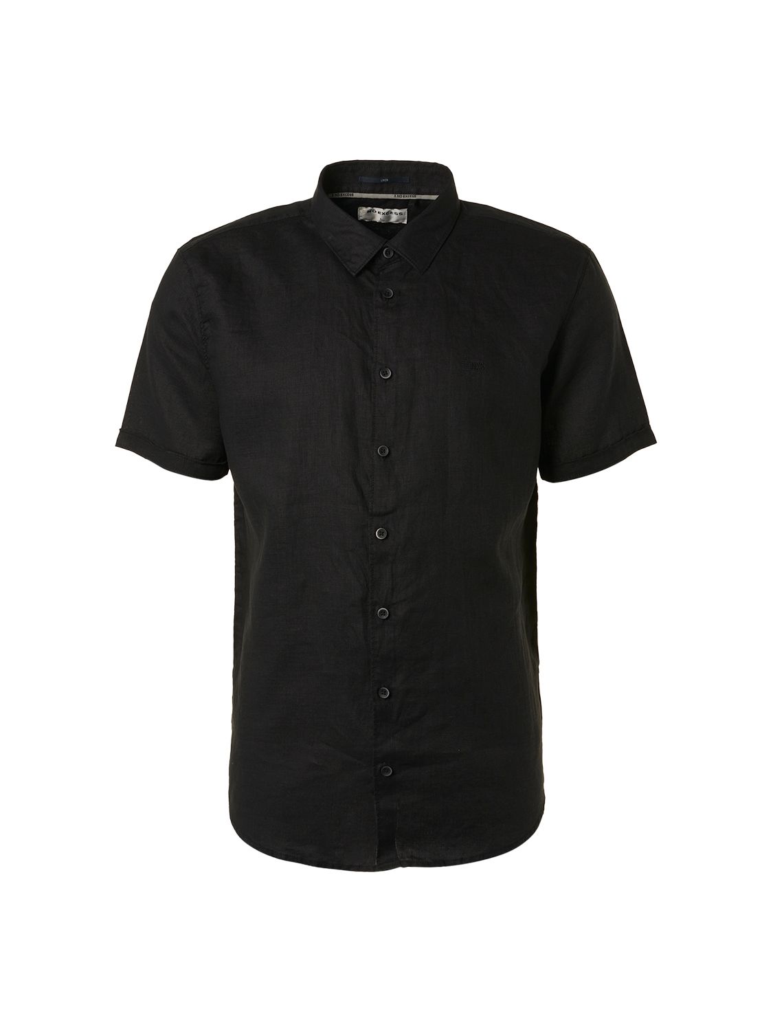 No Excess Shirt Short Sleeve Linen Solid Black 020 00103204-EKA14000100000001