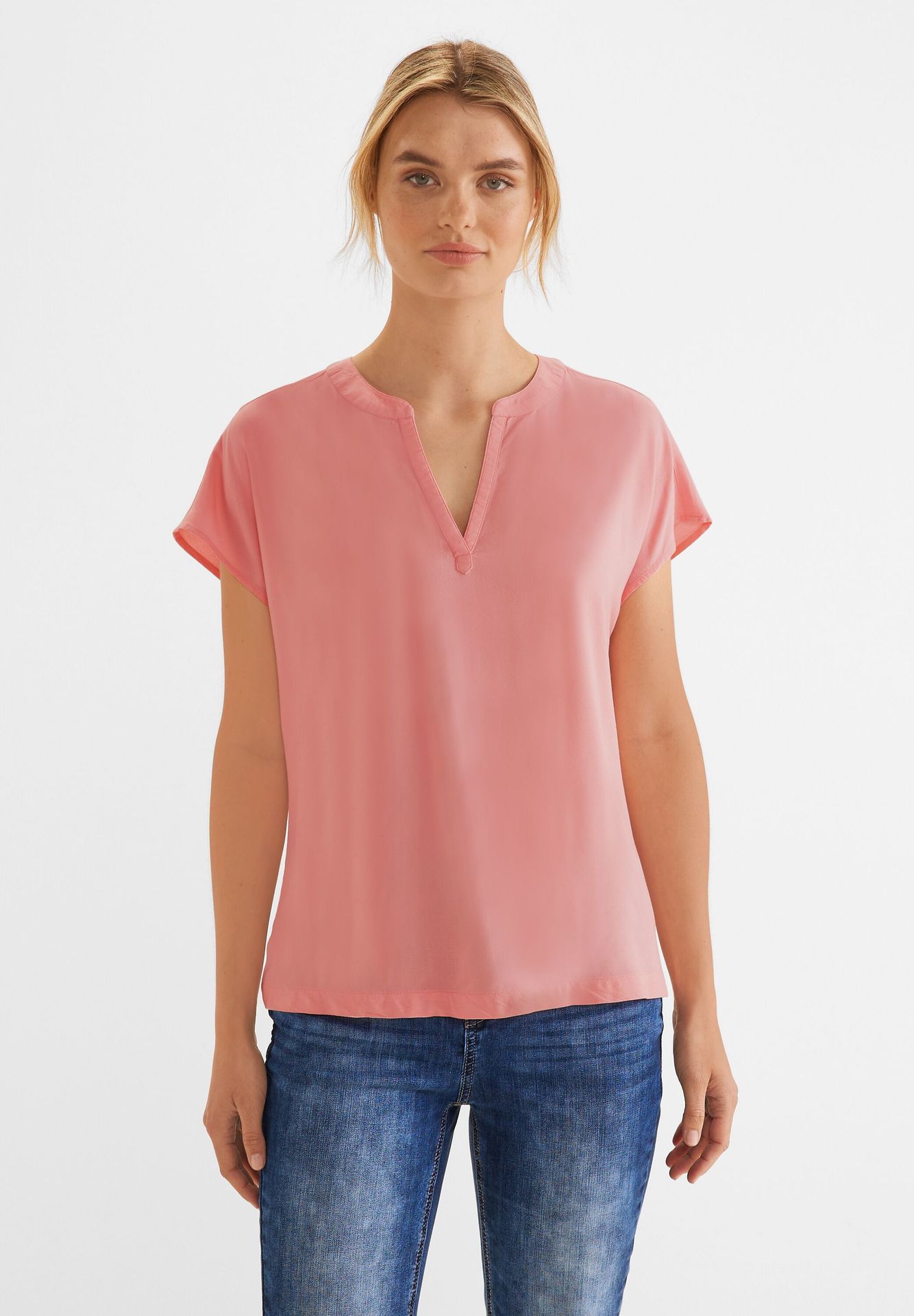 Street-One Shirtblouse w splitneck solid berry shake 2900137489069 Street-One Shirtblouse w splitneck solid berry shake 2900137489069