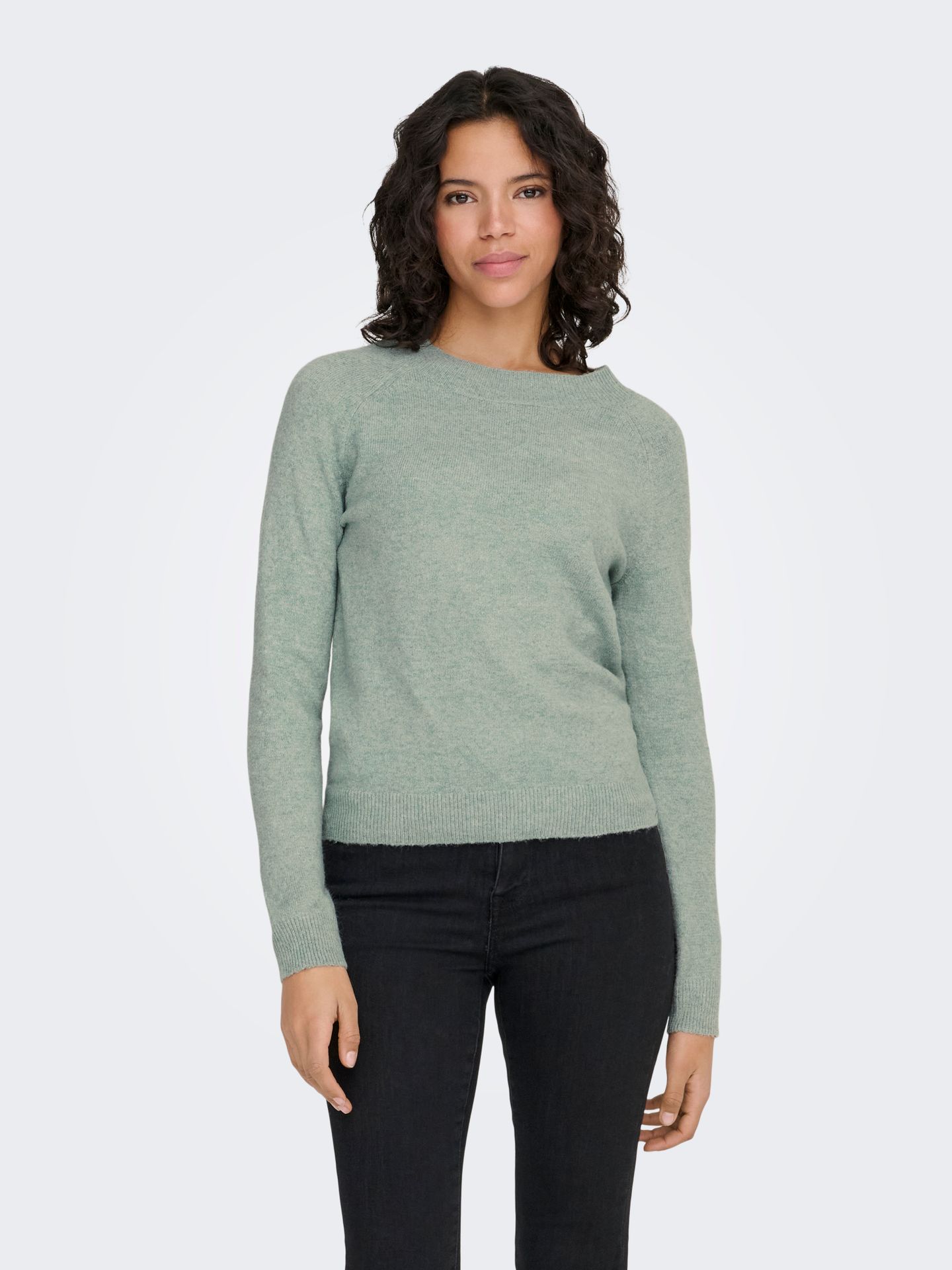 Only ONLRICA LIFE L/S PULLOVER  KNT NOOS Chinois Green/BLACK BUTTONS 00103528-EKA26011400000197