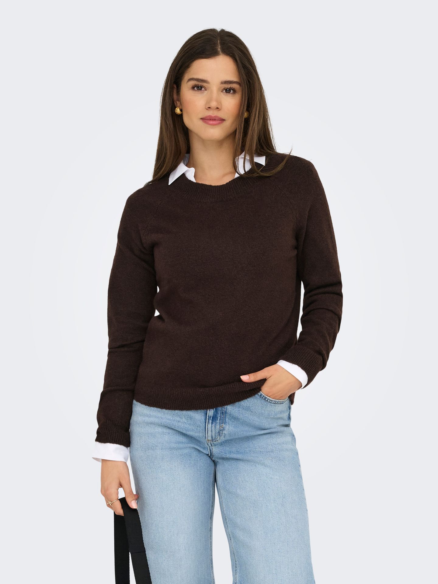 Only ONLRICA LIFE L/S PULLOVER  KNT NOOS Chocolate Torte/Black/birch stripe 2900168302016