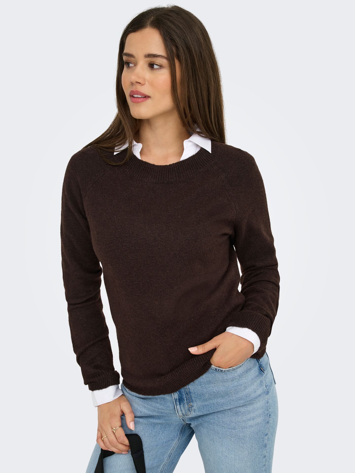 Only ONLRICA LIFE L/S PULLOVER  KNT NOOS Chocolate Torte/Black/birch stripe 2900168302016