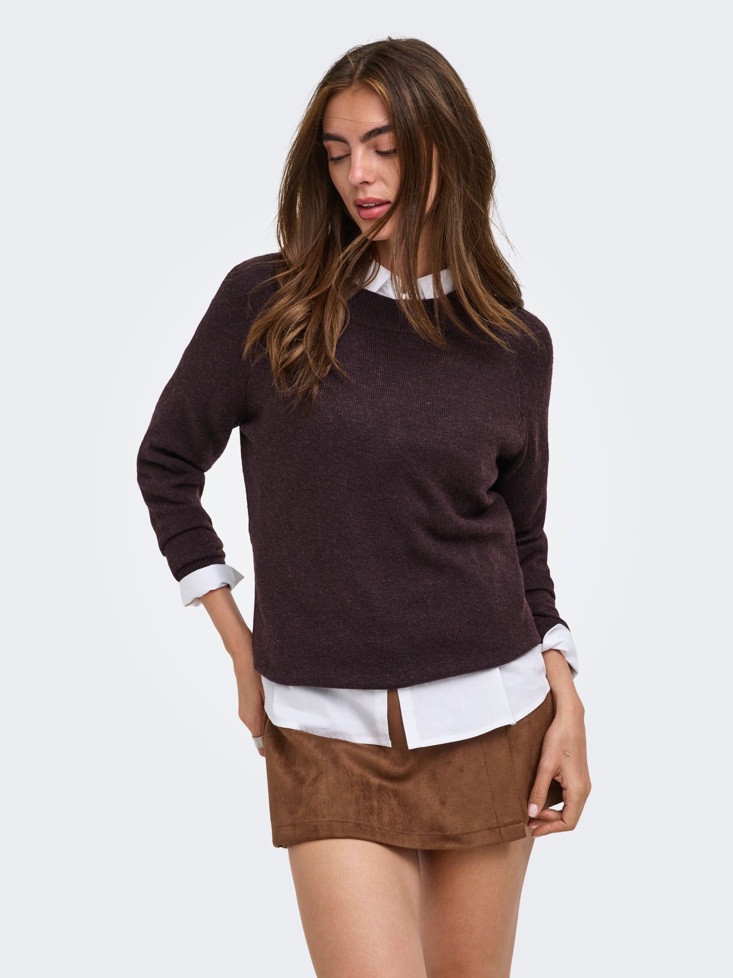 Only ONLRICA LIFE L/S PULLOVER  KNT NOOS Fudge/Melange 2900168316068
