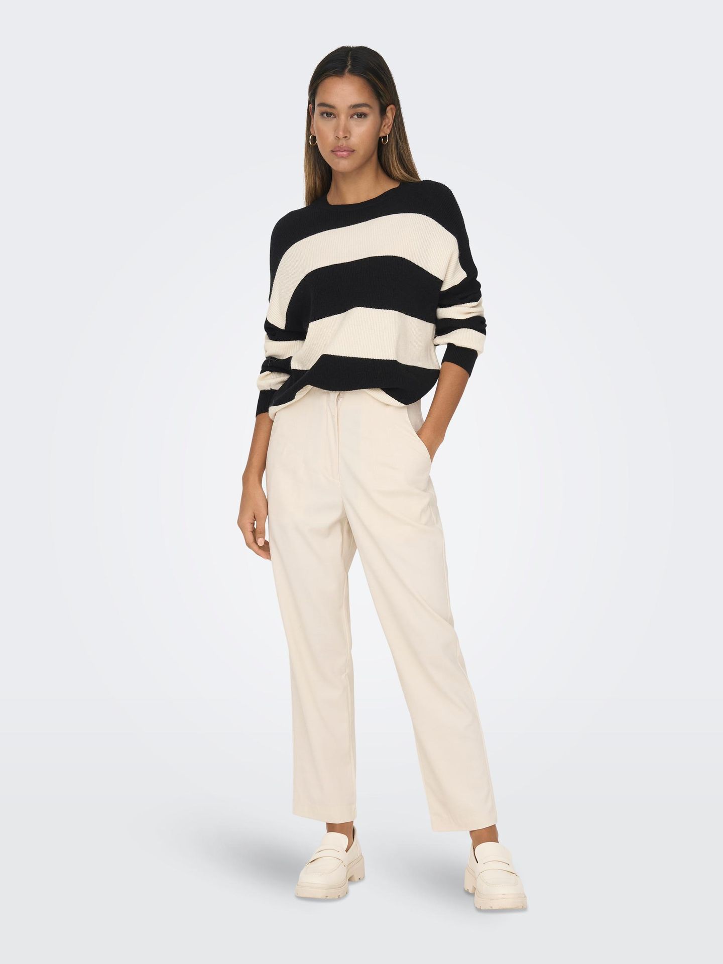 Only ONLATIA L/S STRIPE PULLOVER KNT NOO Black/Whitecap Gray Melange 2900138268045