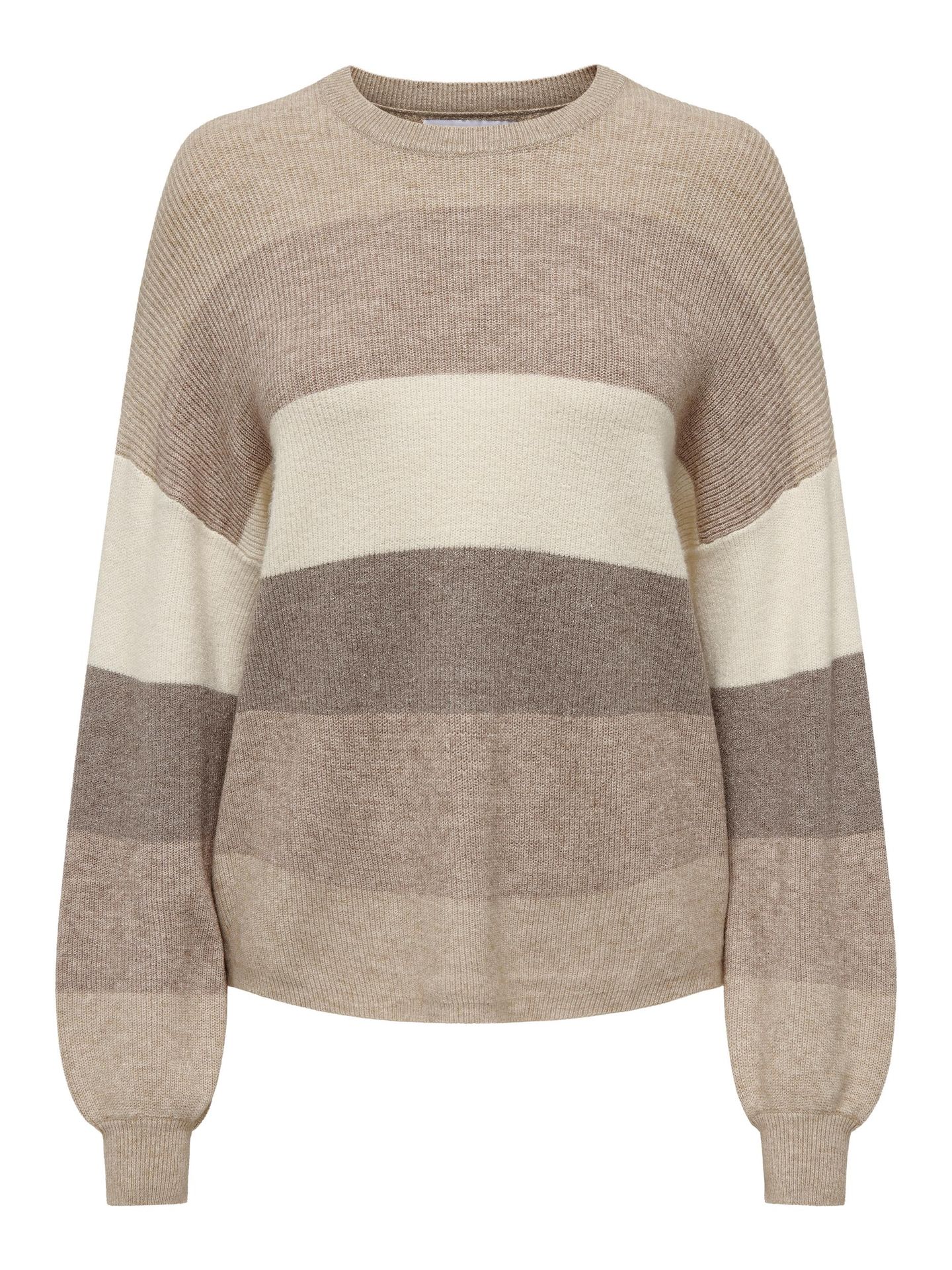 Only ONLATIA L/S STRIPE PULLOVER KNT NOO Feather Gray/W. BEIGE/WHITECAP GRAY 00103534-EKA26011400001785