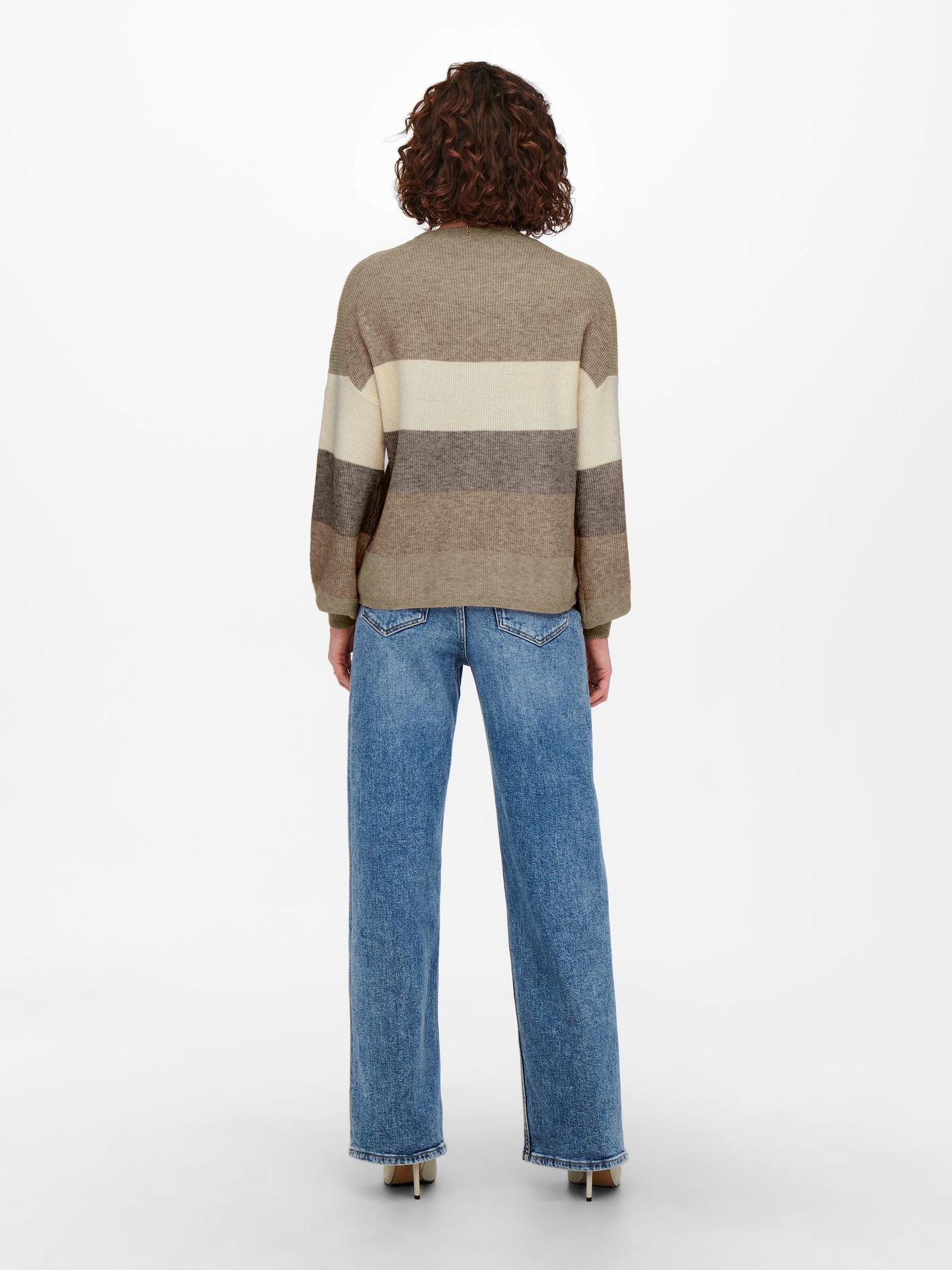 Only ONLATIA L/S STRIPE PULLOVER KNT NOO Feather Gray/W. BEIGE/WHITECAP GRAY 2900138264016