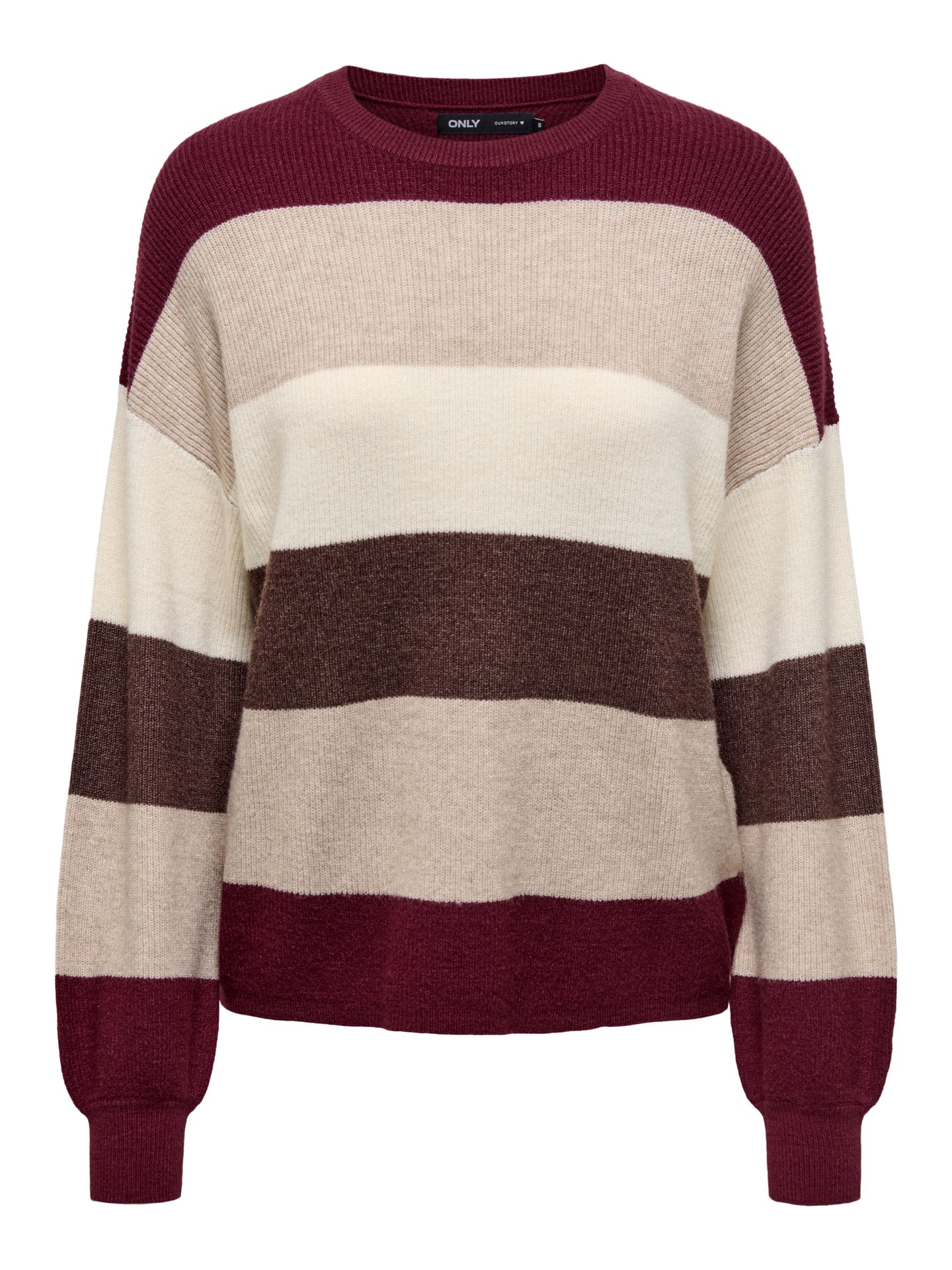 Only ONLATIA L/S STRIPE PULLOVER KNT NOO Zinfandel/W. WhitecapGray/SilverMin 00103534-EKA26011400003091