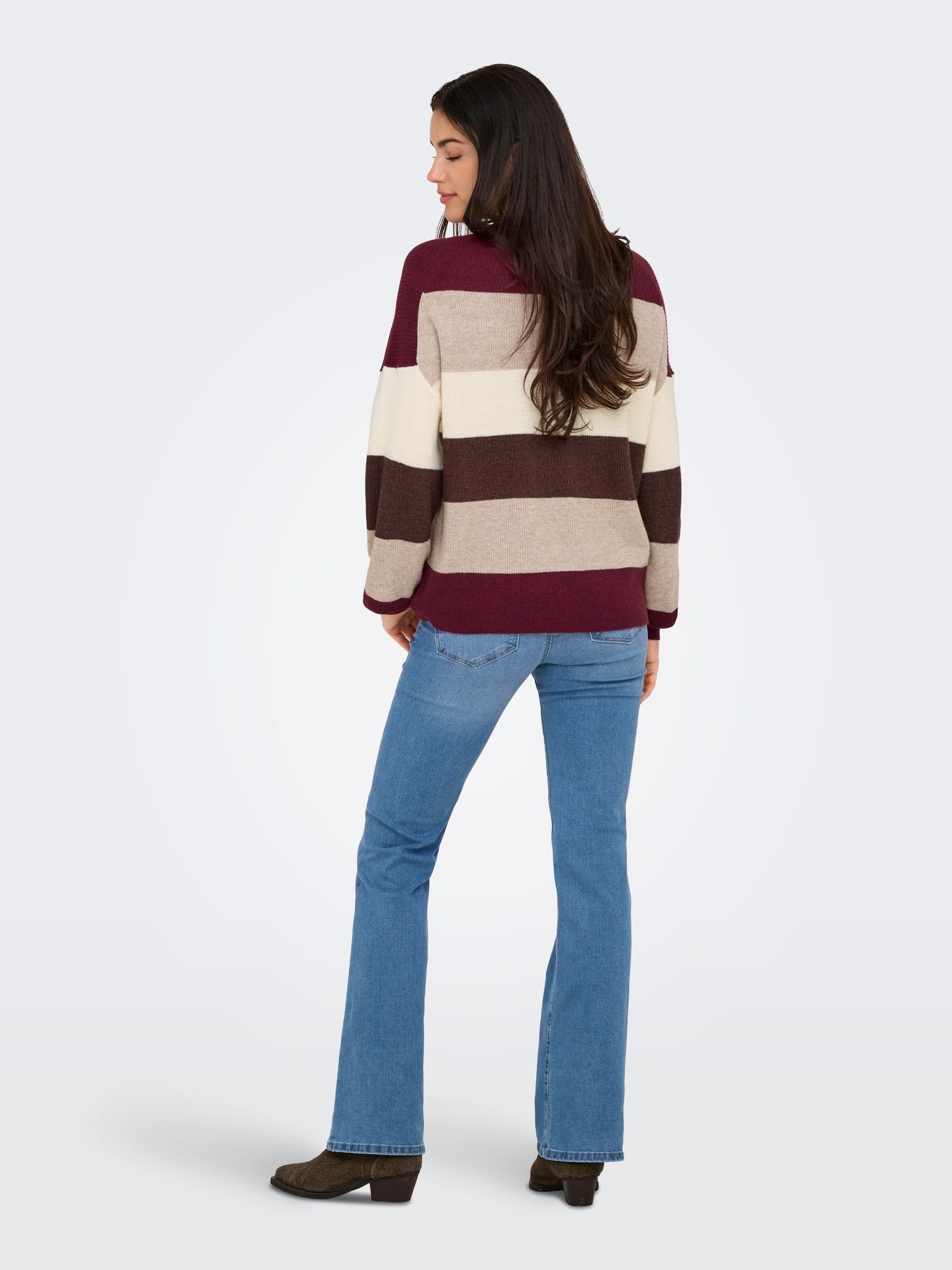 Only ONLATIA L/S STRIPE PULLOVER KNT NOO Zinfandel/W. WhitecapGray/SilverMin 2900159722038