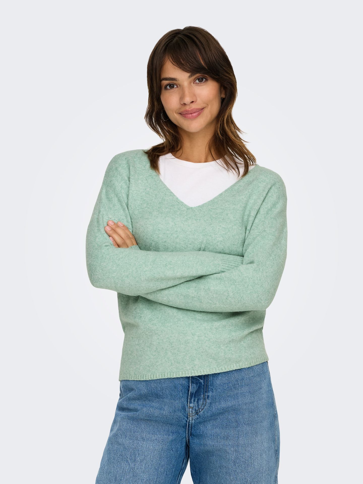 Only ONLRICA LIFE L/S V-NECK PULLO KNT N Lichen/W. MELANGE 2900153266057