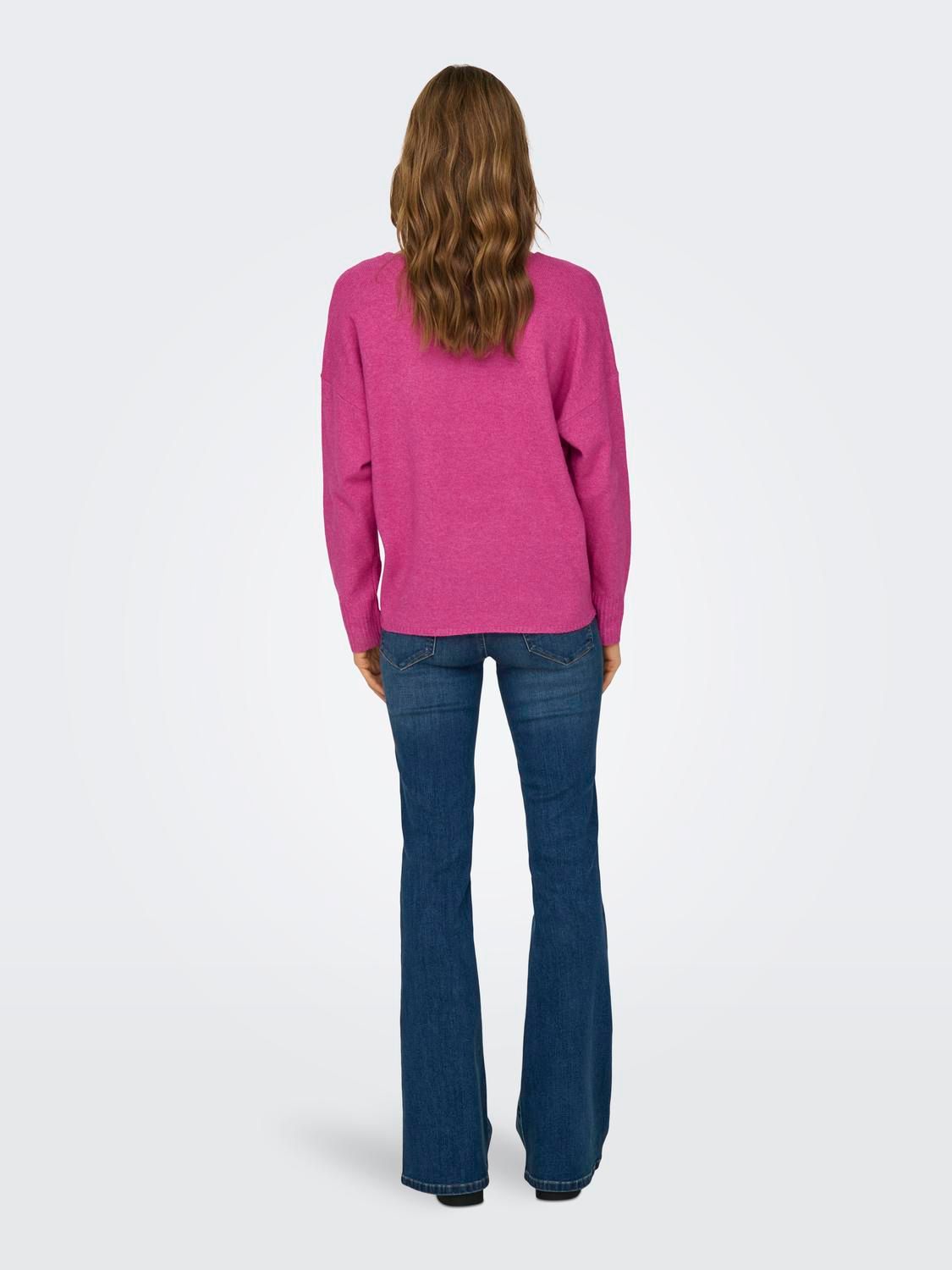 Only ONLRICA LIFE L/S V-NECK PULLO KNT N Raspberry Rose/Melange 2900153265029