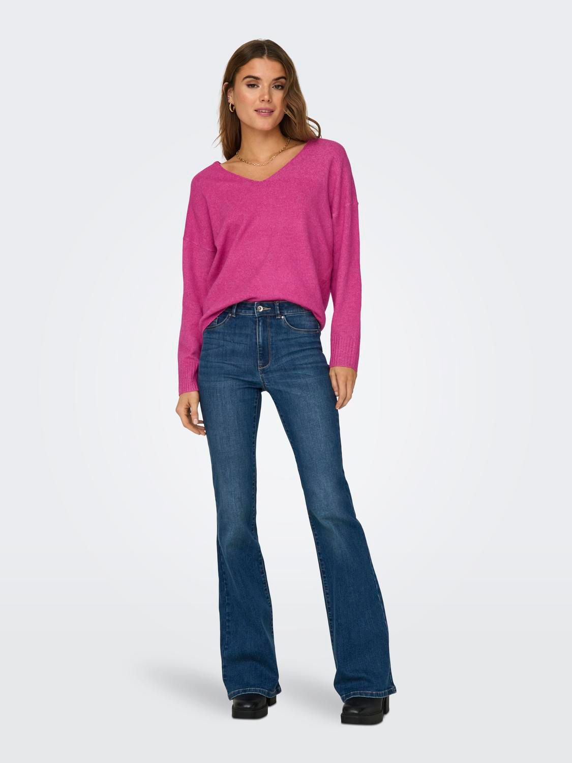 Only ONLRICA LIFE L/S V-NECK PULLO KNT N Raspberry Rose/Melange 2900153265050 Only ONLRICA LIFE L/S V-NECK PULLO KNT N Raspberry Rose/Melange 2900153265050