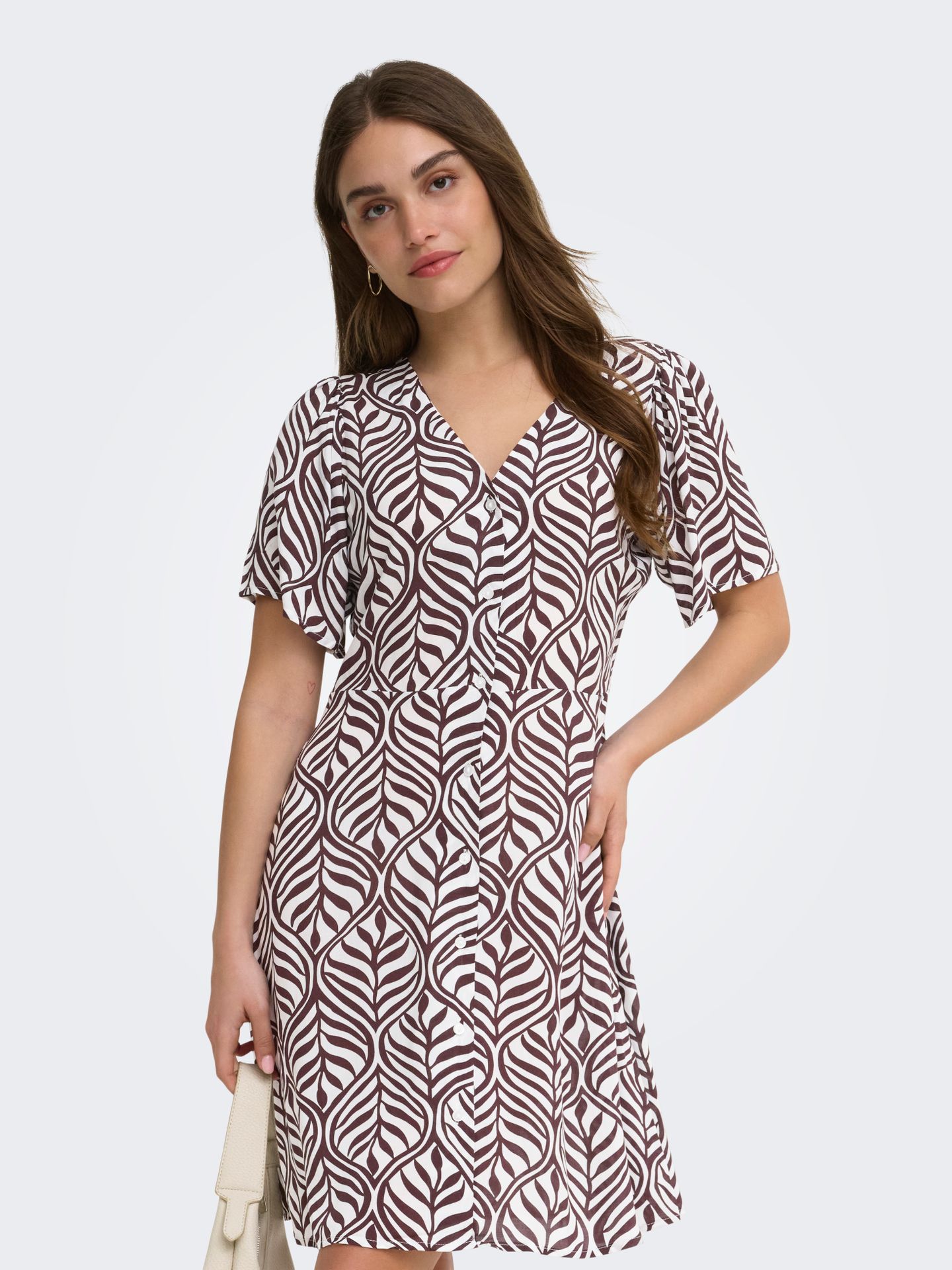 Only ONLEVIDA S/S SHORT DRESS WVN NOOS Fudge/KELLY LEAF 00103544-EKA26011400003502