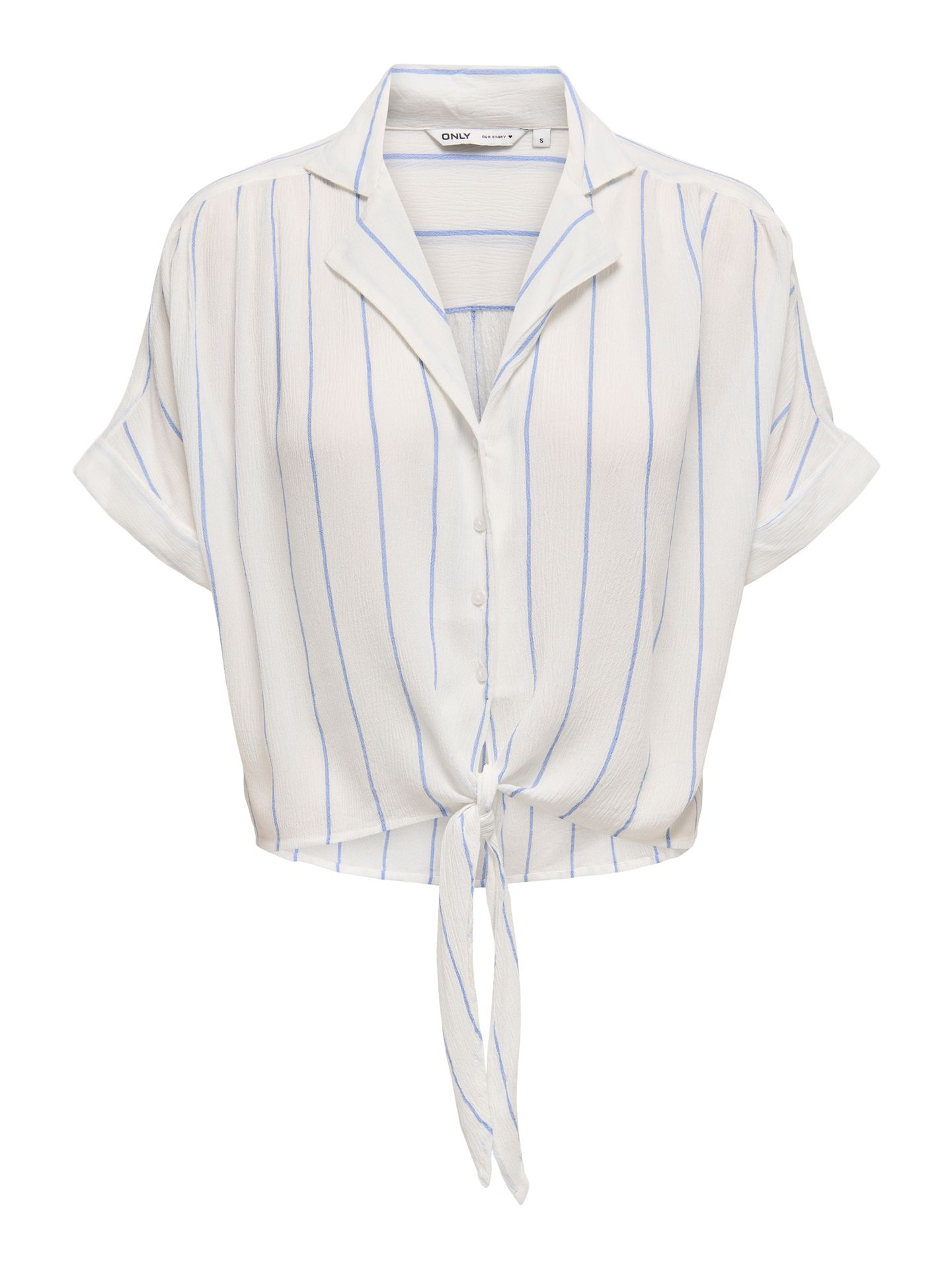 Only ONLPAULA LIFE S/S TIE SHIRT WVN NOO Cloud Dancer/WIDE BLUE BONNET STRIP 2900156485011
