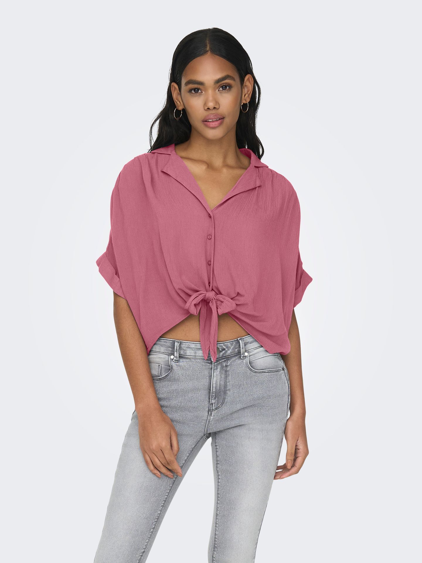 Only ONLPAULA LIFE S/S TIE SHIRT WVN NOO Heather Rose 00103672-EKA26011400003426