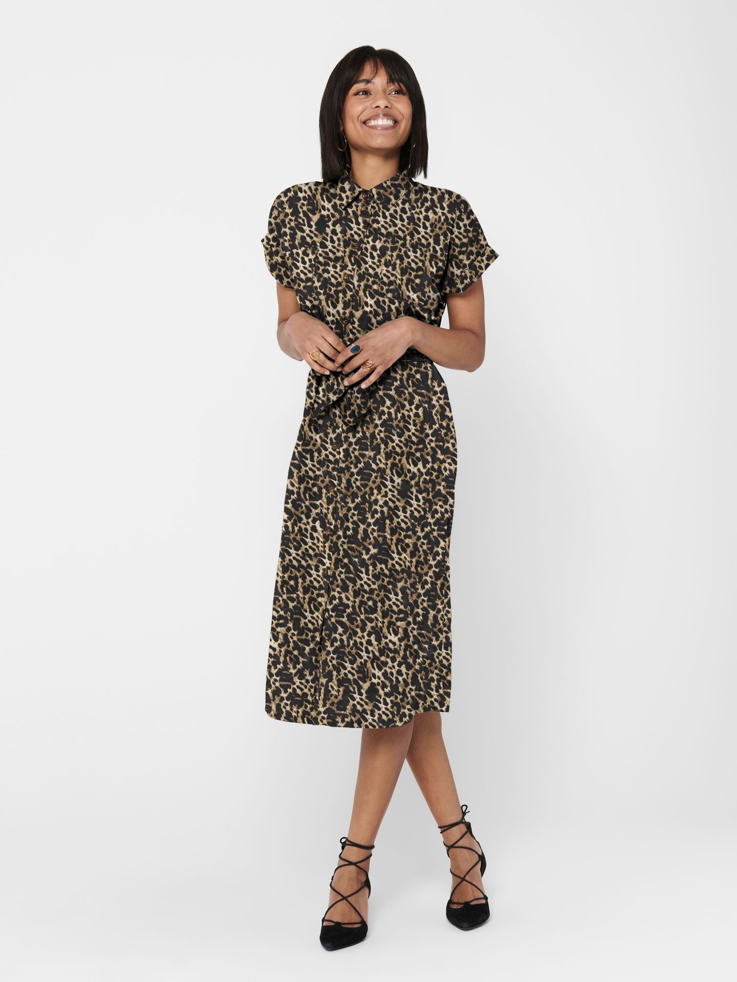 Only ONLHANNOVER S/S SHIRT DRESS NOOS WV Black/LEO 2900154627055