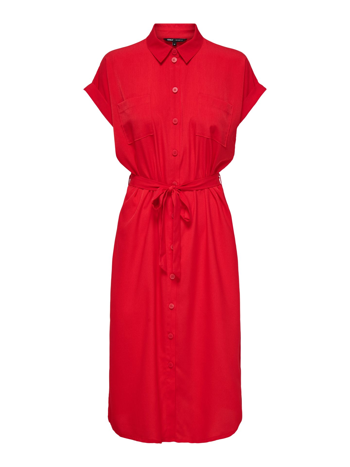 Only ONLHANNOVER S/S SHIRT DRESS NOOS WV High Risk Red/DTM Buttons 2900154629035