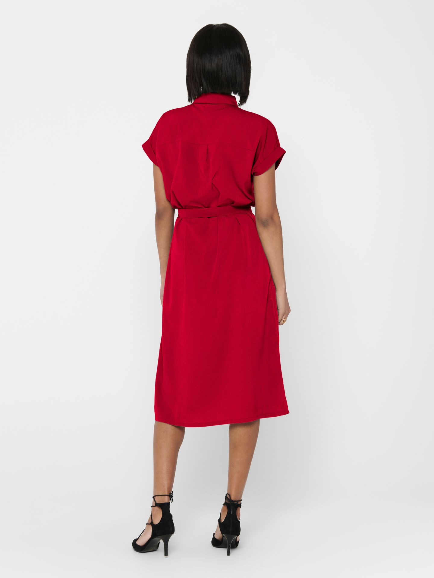 Only ONLHANNOVER S/S SHIRT DRESS NOOS WV High Risk Red/DTM Buttons 2900154629042