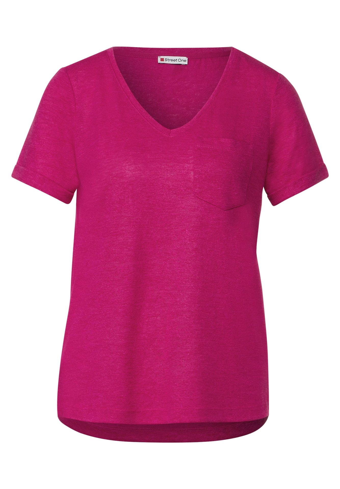 Street-One Qr Linen look v-neck PINK 00103751-PI