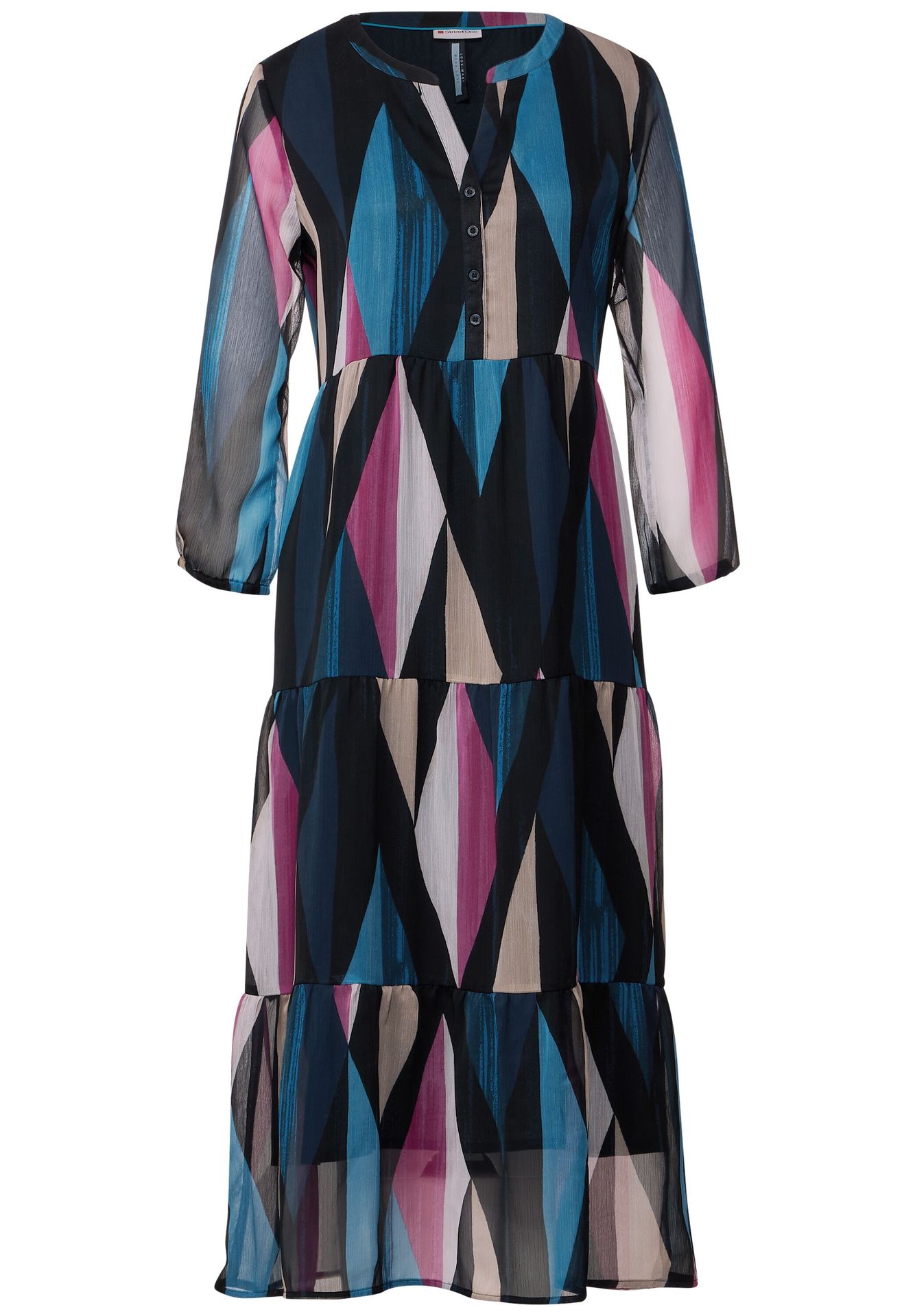 Street-One Chiffon tunic dress-printed Marine 00103755-B1