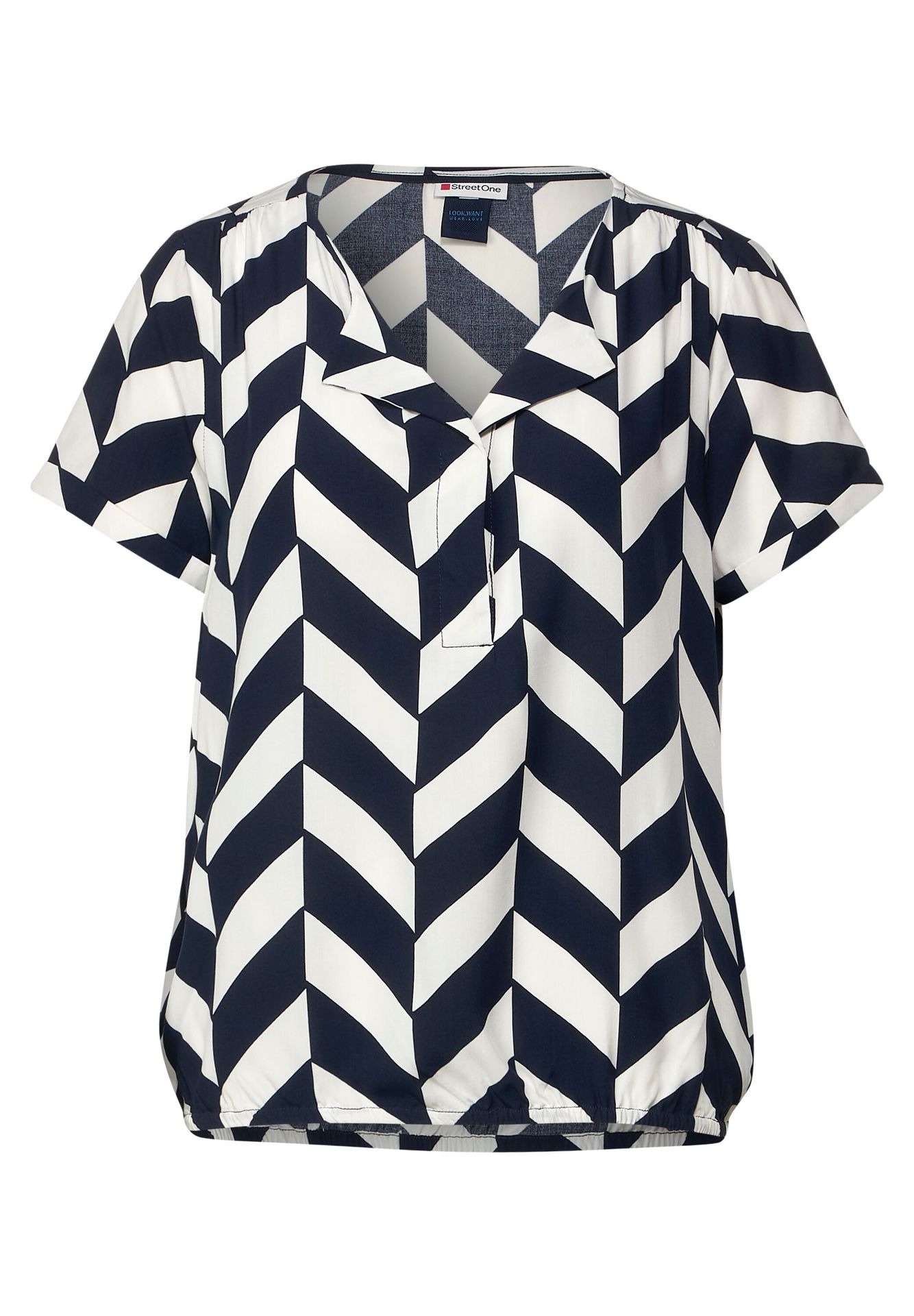Street-One Printed shirtblouse w new Marine 00103757-B1