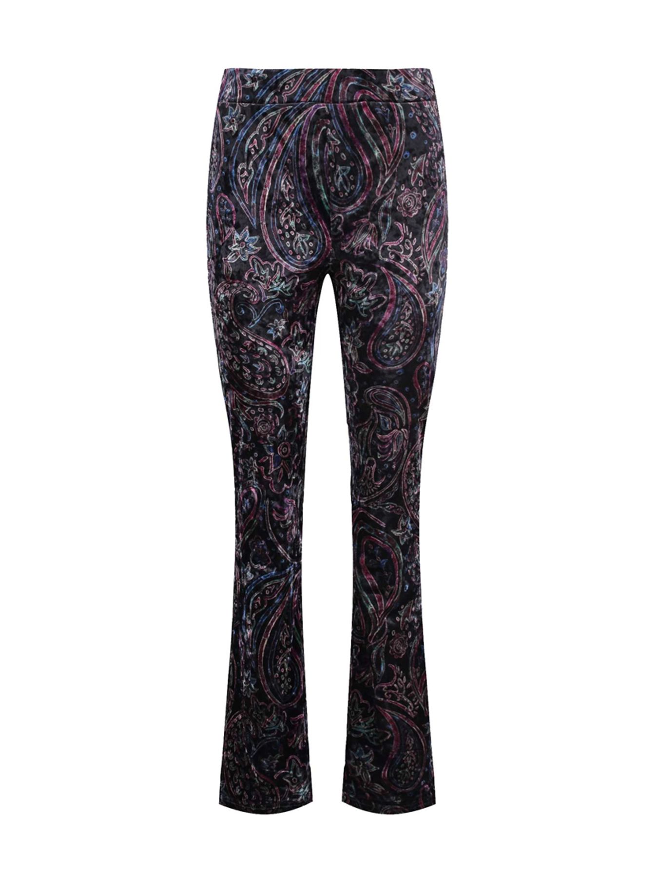 Tramontana Trousers Flared Velvet Paisley Prt Print Blacks 009998 00103886-EKA26012900000002
