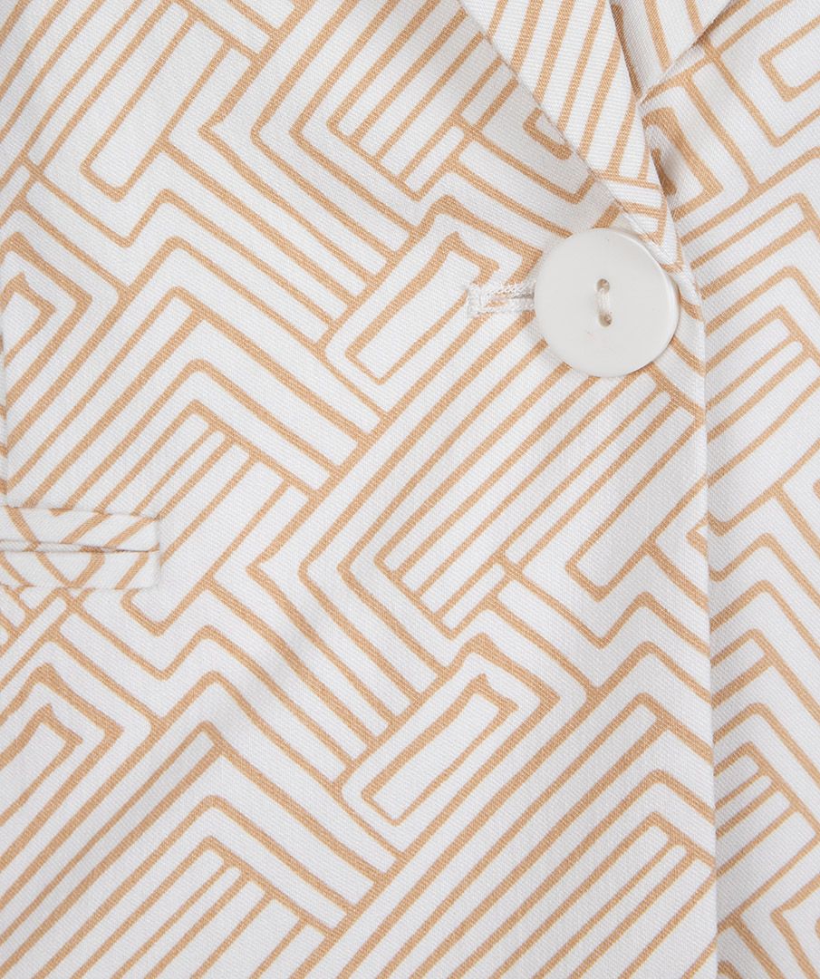 Esqualo Blazer stretch square stripe print 180 180 sand 2900139104144