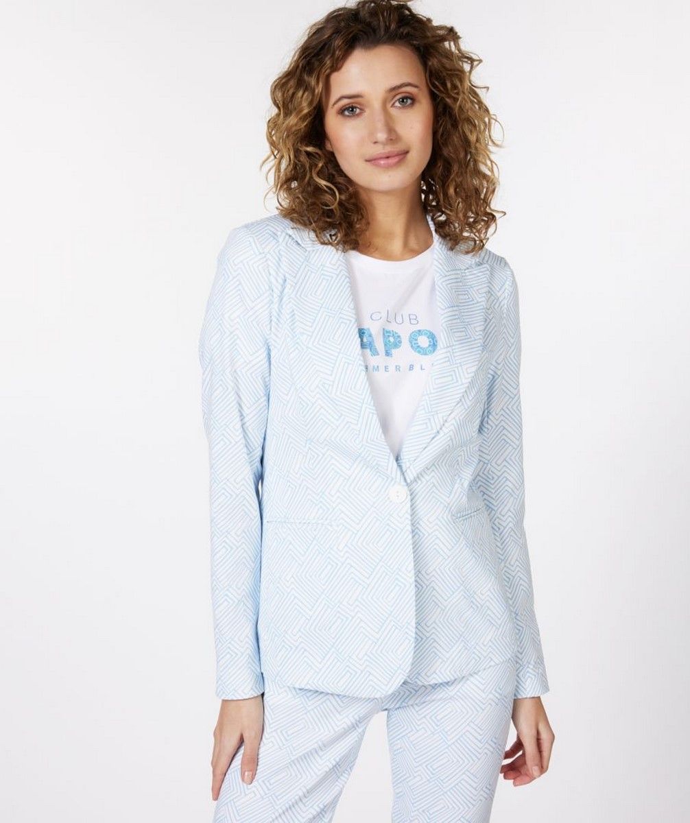 Esqualo Blazer stretch square stripe print 600 600 blue 2900139105134