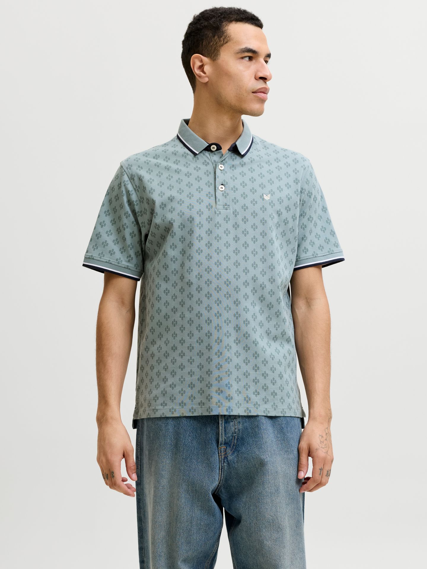 Jack & Jones JPRPAULOS PLAY AOP BLU. SS POLO Stormy Sea 2900165937044