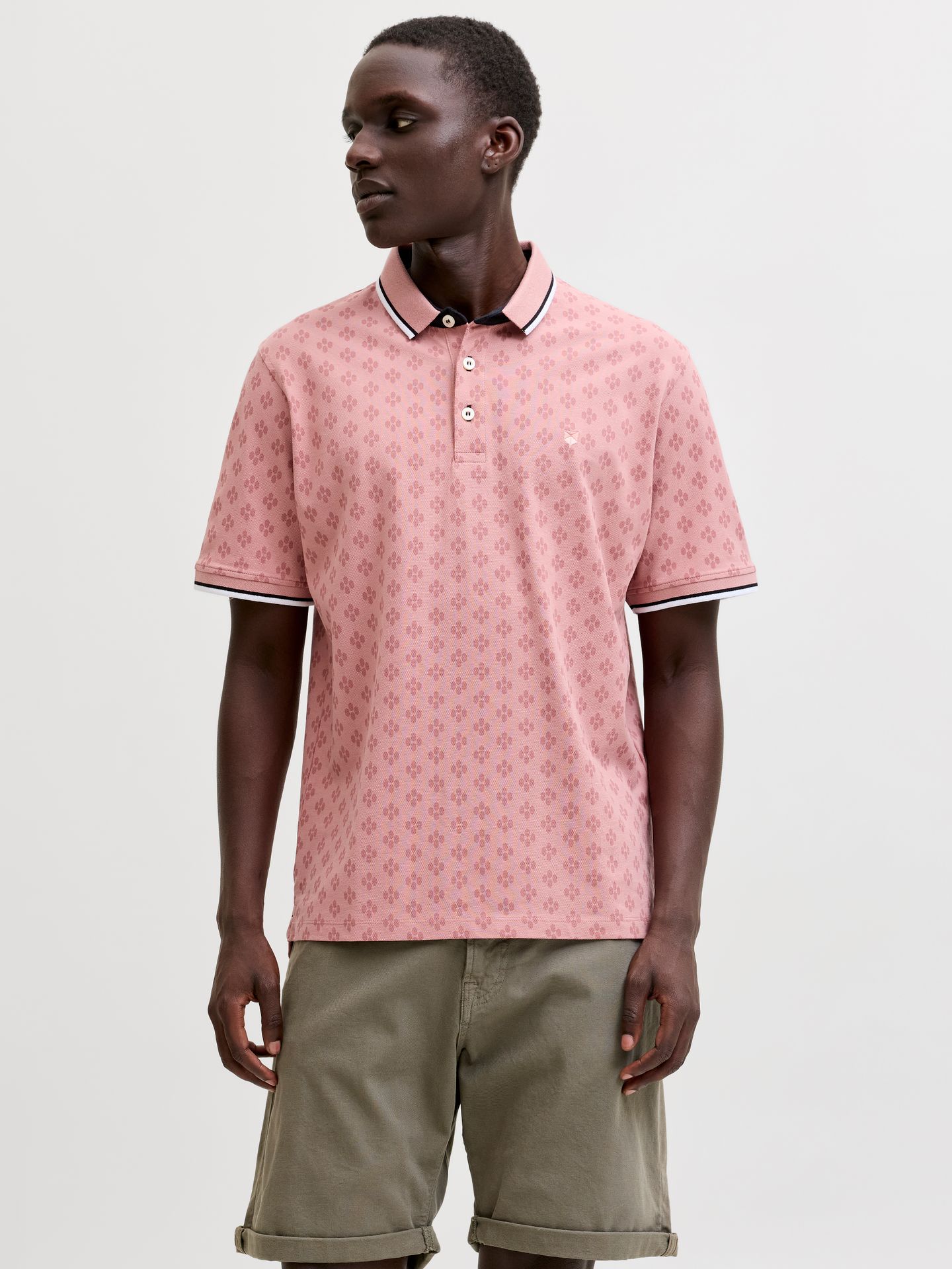 Jack & Jones JPRPAULOS PLAY AOP BLU. SS POLO Ash Rose 2900165938027