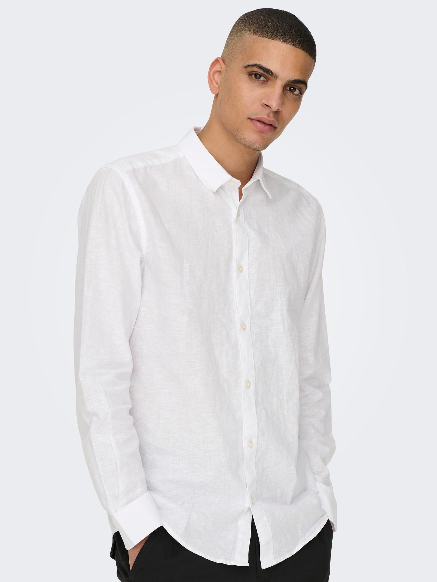 Only & Sons ONSCAIDEN LS SOLID LINEN SHIRT NOOS White 00103993-EKA26011400000111