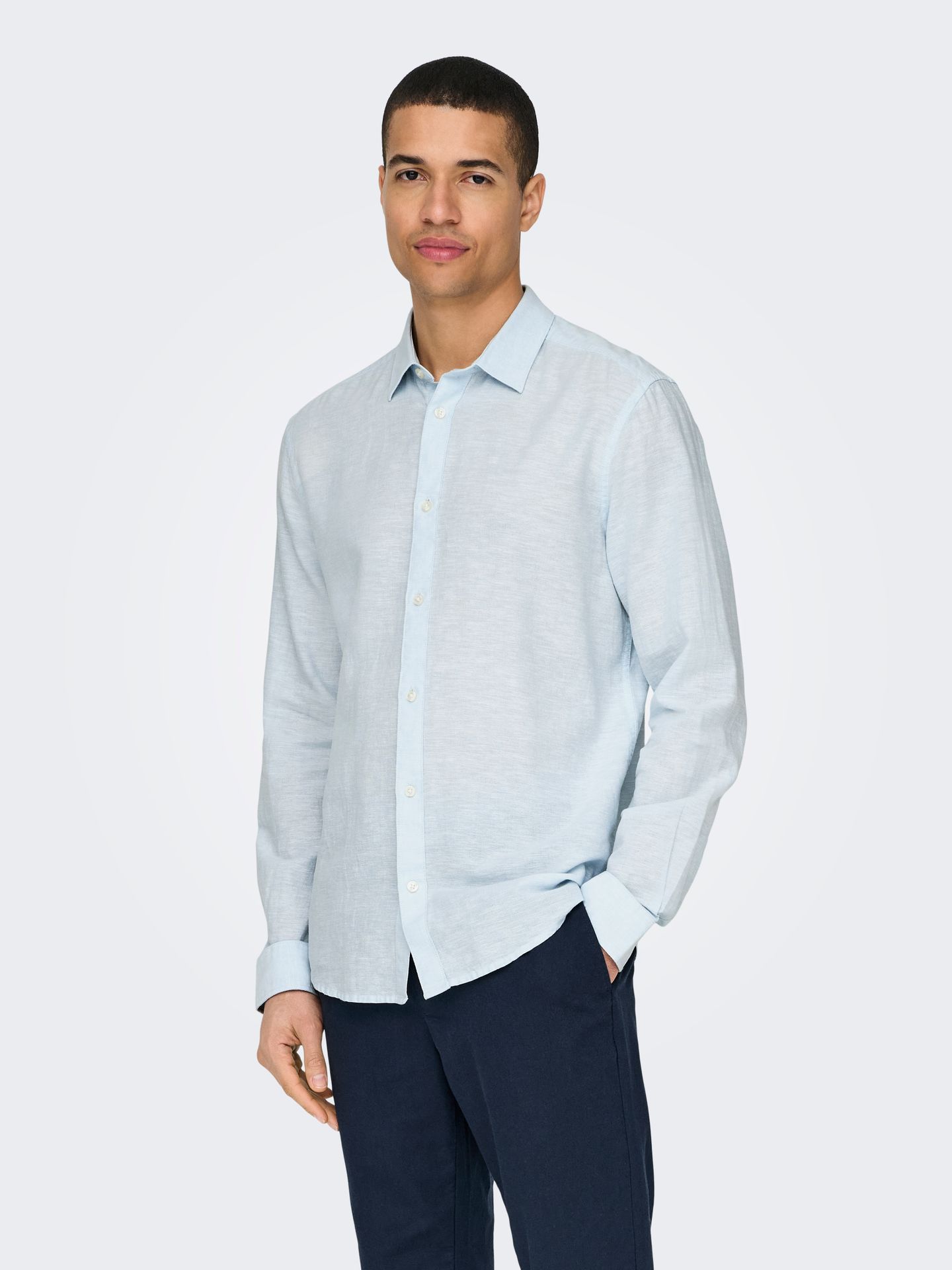 Only & Sons ONSCAIDEN LS SOLID LINEN SHIRT NOOS Cashmere Blue 00103993-EKA26011400003339