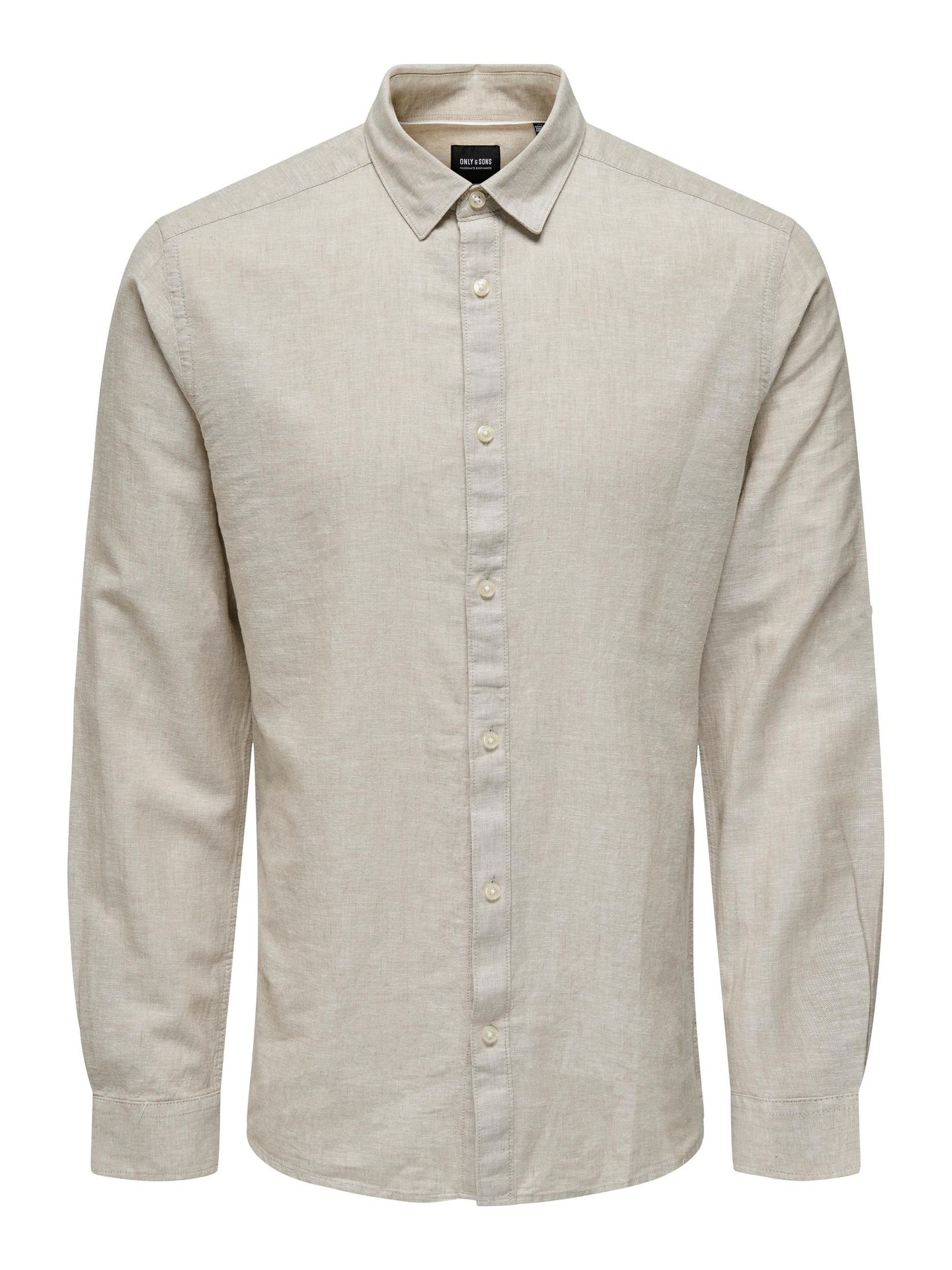 Only & Sons ONSCAIDEN LS SOLID LINEN MAO SHIRT Chinchilla 00103998-EKA26011400000098