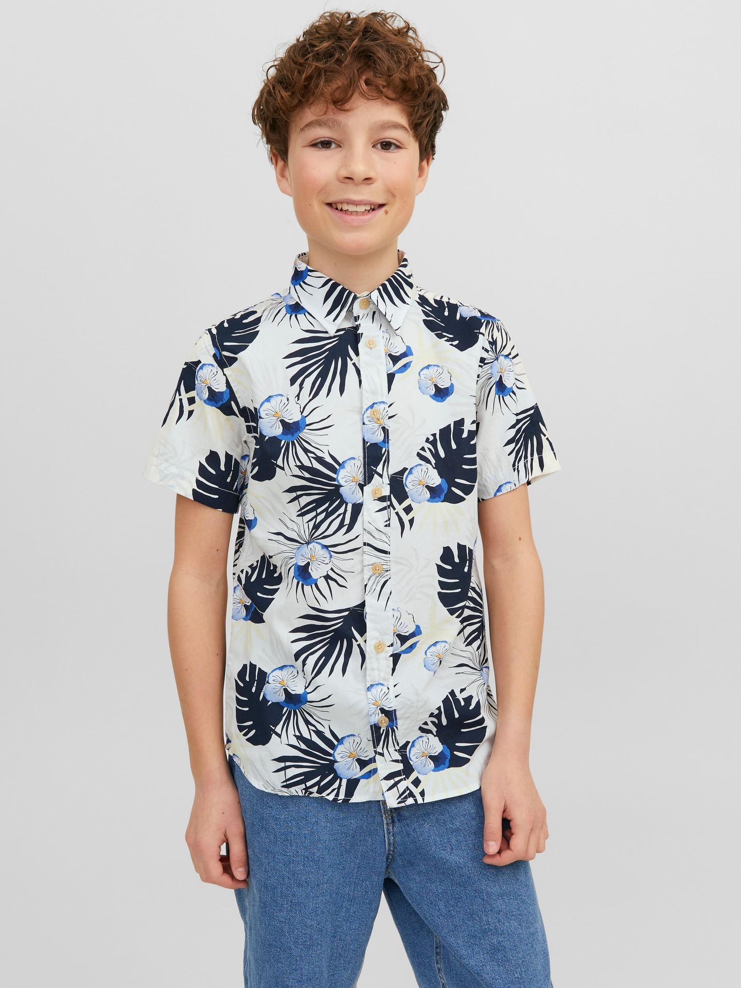 Jack & Jones JORJAMES TULUM AOP SHIRT SS JNR Cloud Dancer 00104125-EKA26011400000740