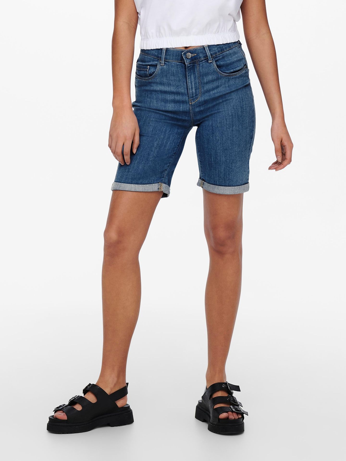 Only ONLRAIN LIFE MID LONG DNM SHORTS NO Medium Blue Denim 00104180-EKA26011400000053