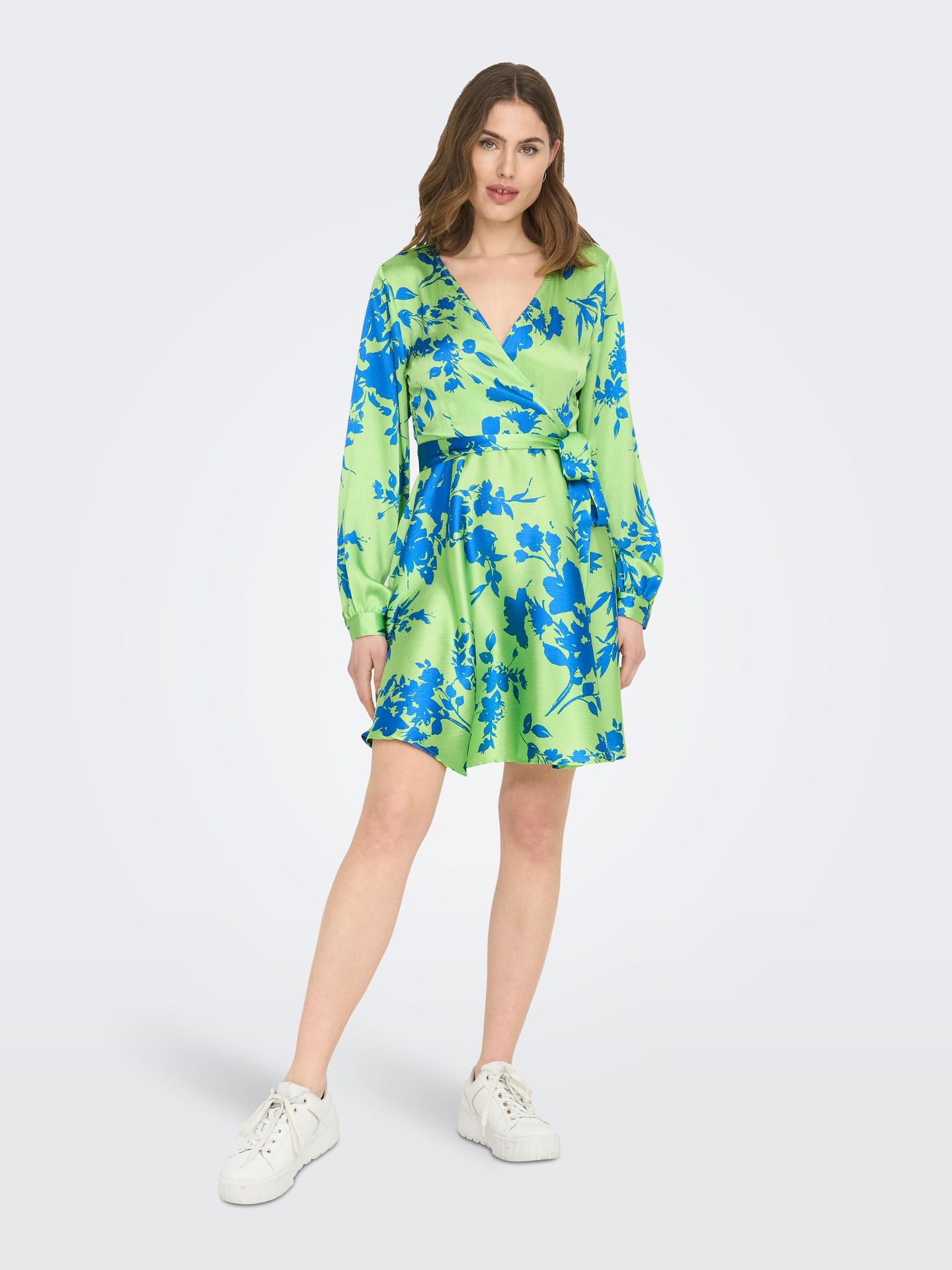 Only ONLSUMMER L/S WRAP DRESS PTM Summer Green/Coast 00104182-EKA26011400001463