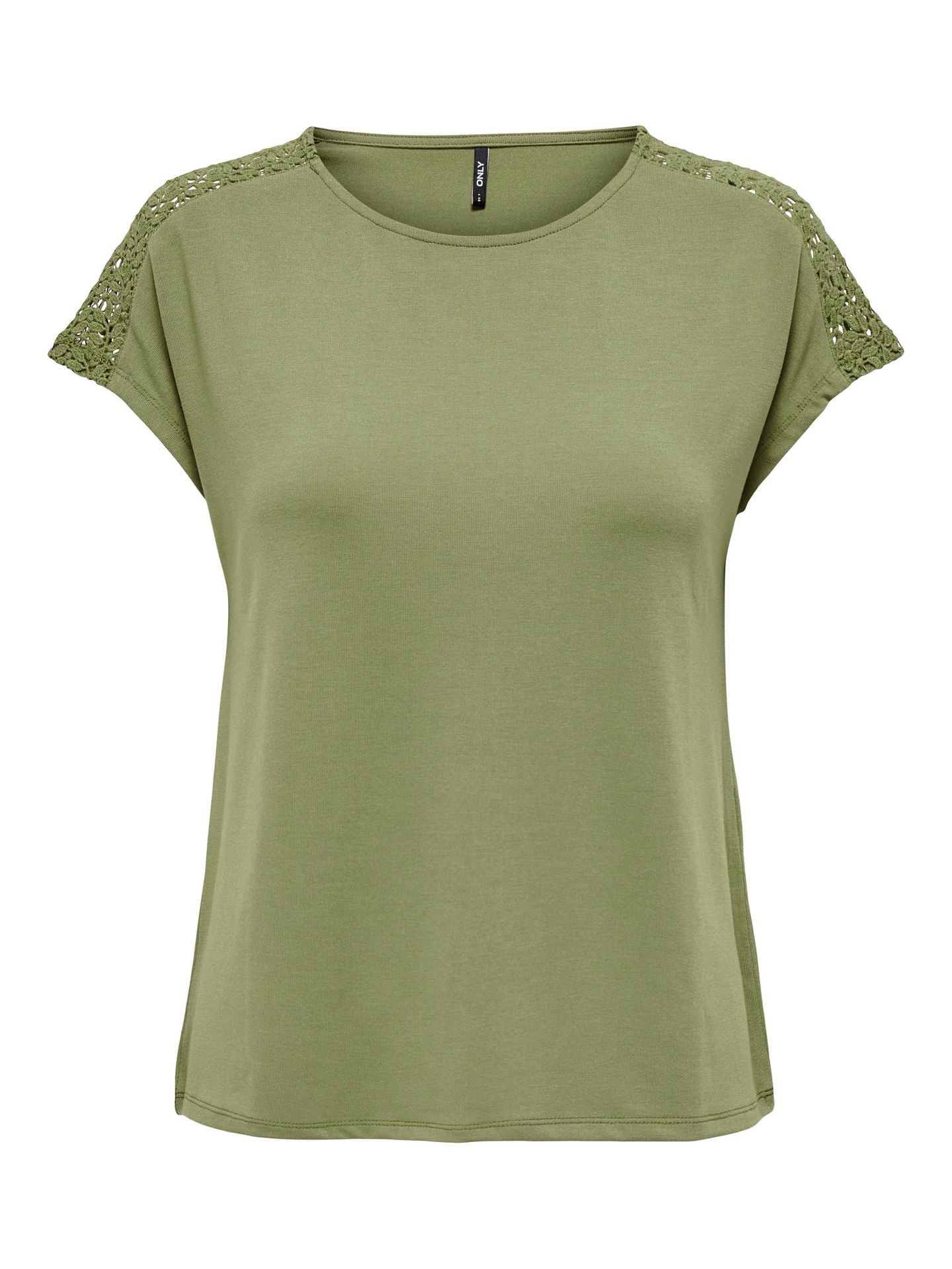 Only ONLTHEA LIFE S/S LACE MIX TOP JRS Martini Olive 00104191-EKA26011400001457