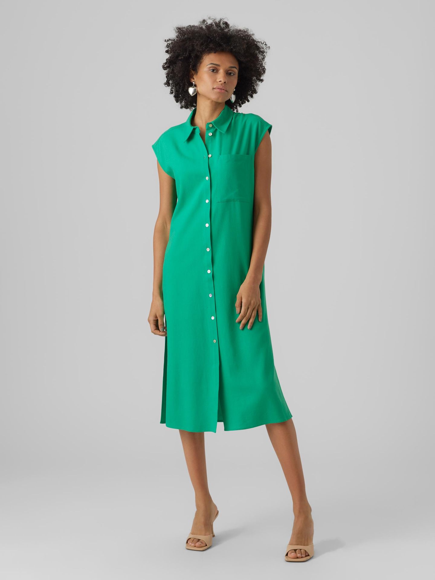 Vero Moda VMMYMILO SL CALF SHIRT DRESS WVN GA Bright Green 00104228-EKA26011400001262
