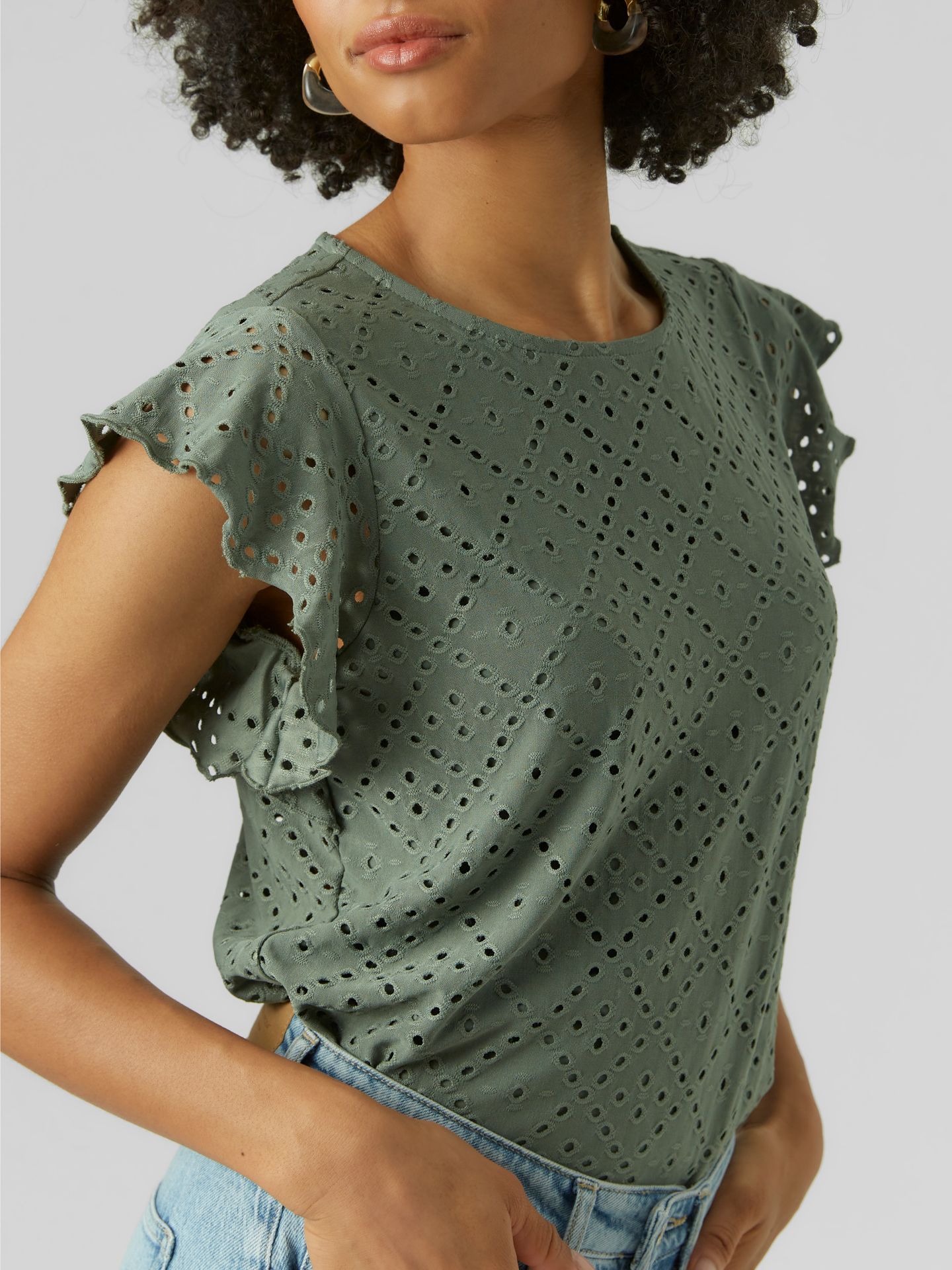 Vero Moda VMTASSA SL FRILL TOP NOOS Laurel Wreath 2900164403014