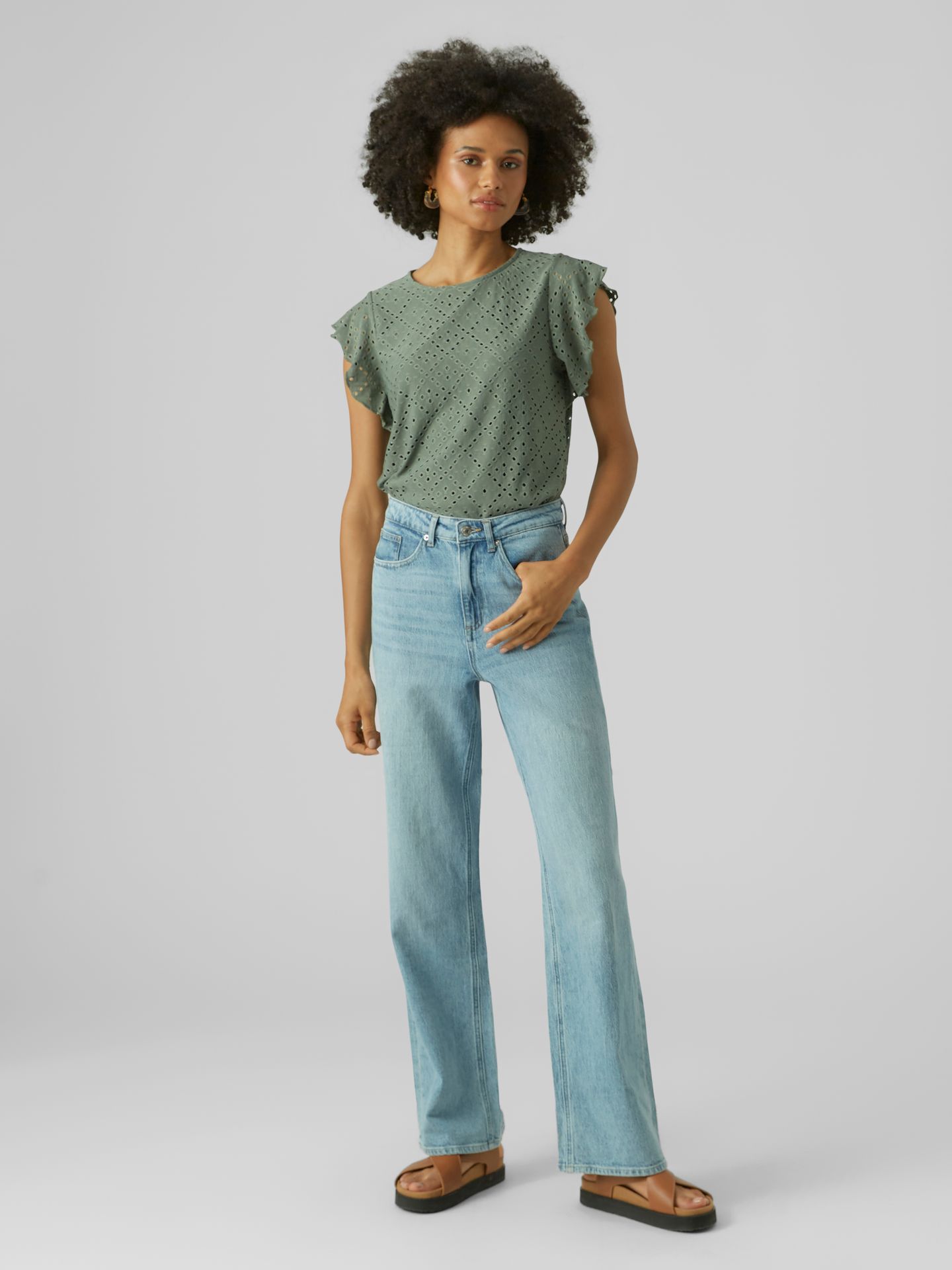 Vero Moda VMTASSA SL FRILL TOP NOOS Laurel Wreath 2900164403014