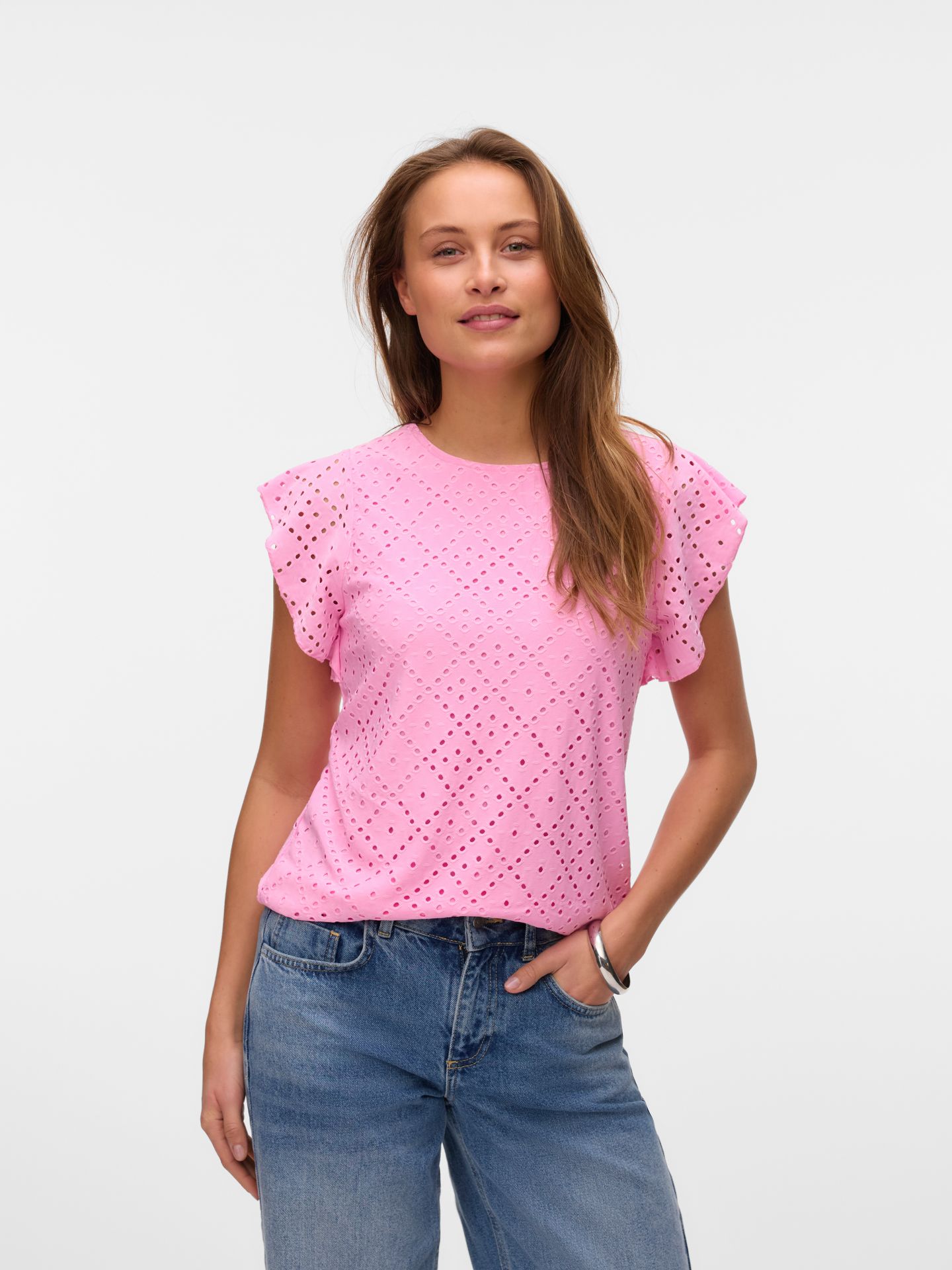 Vero Moda VMTASSA SL FRILL TOP NOOS Bonbon 2900164399034
