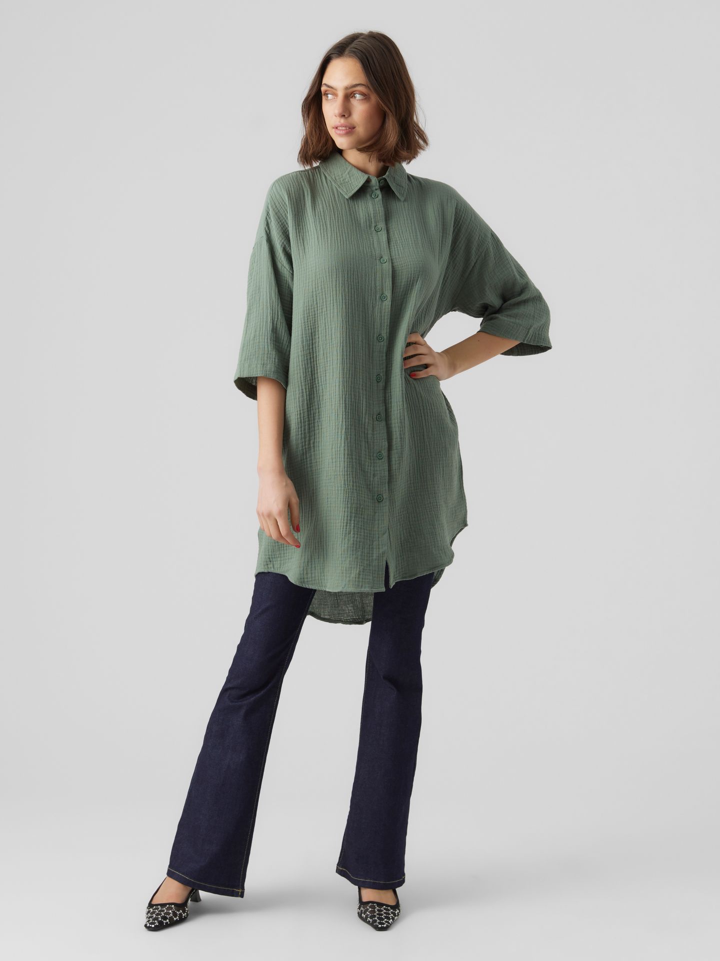 Vero Moda VMNATALI 3/4 LONG OVERSHIRT  NOOS Laurel Wreath 2900154722040