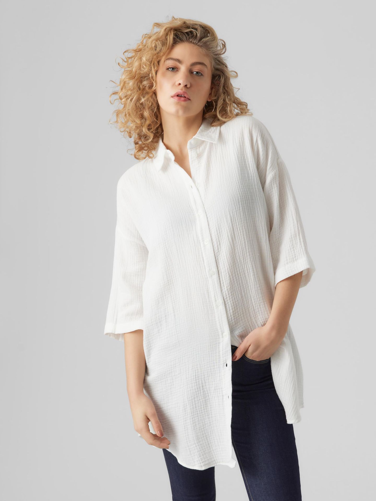 Vero Moda VMNATALI 3/4 LONG OVERSHIRT  NOOS Snow White 2900139848031