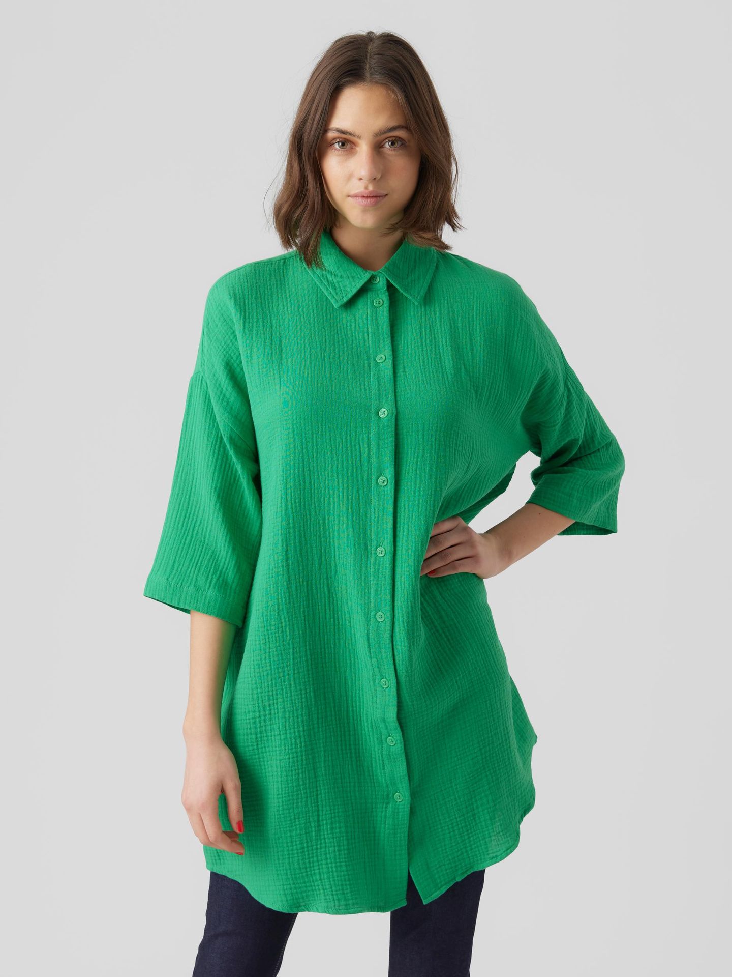 Vero Moda VMNATALI 3/4 LONG OVERSHIRT  NOOS Bright Green 00104364-EKA26011400001262