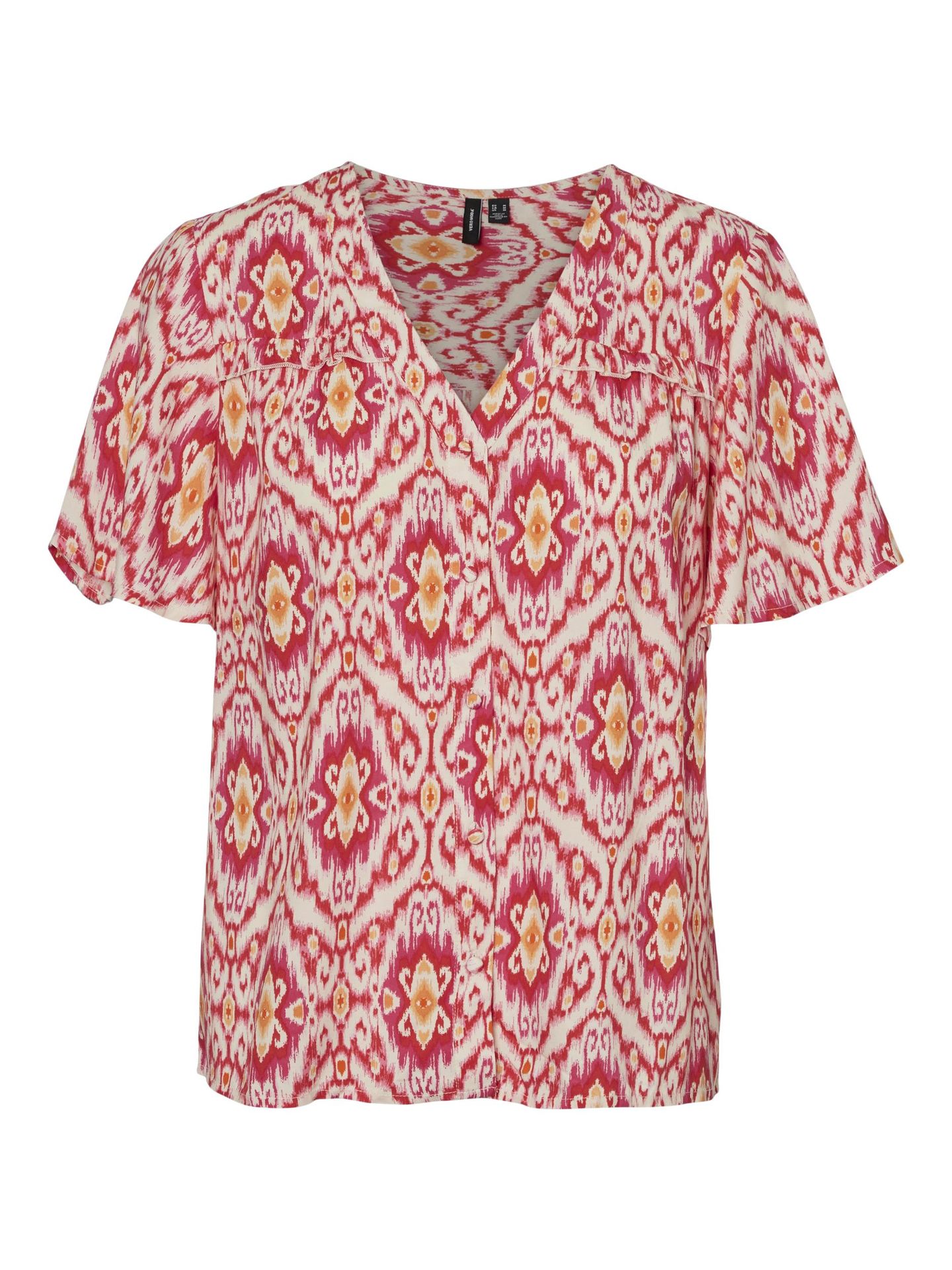 Vero Moda VMSIFA S/S V-NECK SHIRT WVN BTQ Pink Yarrow/SILVER FOIL 00104369-EKA26011400001271