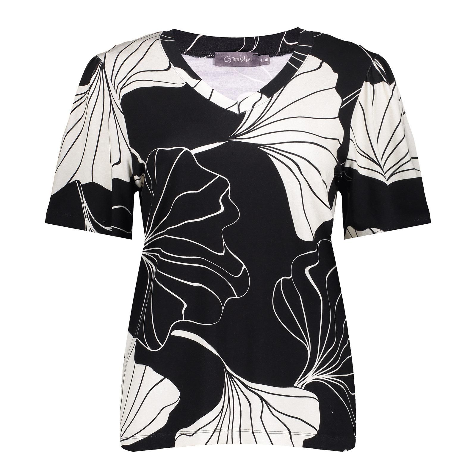 geisha T-shirt V-neck AOP 999 Pr.08-23-2 black/off-white 00104449-EKA26013800000006