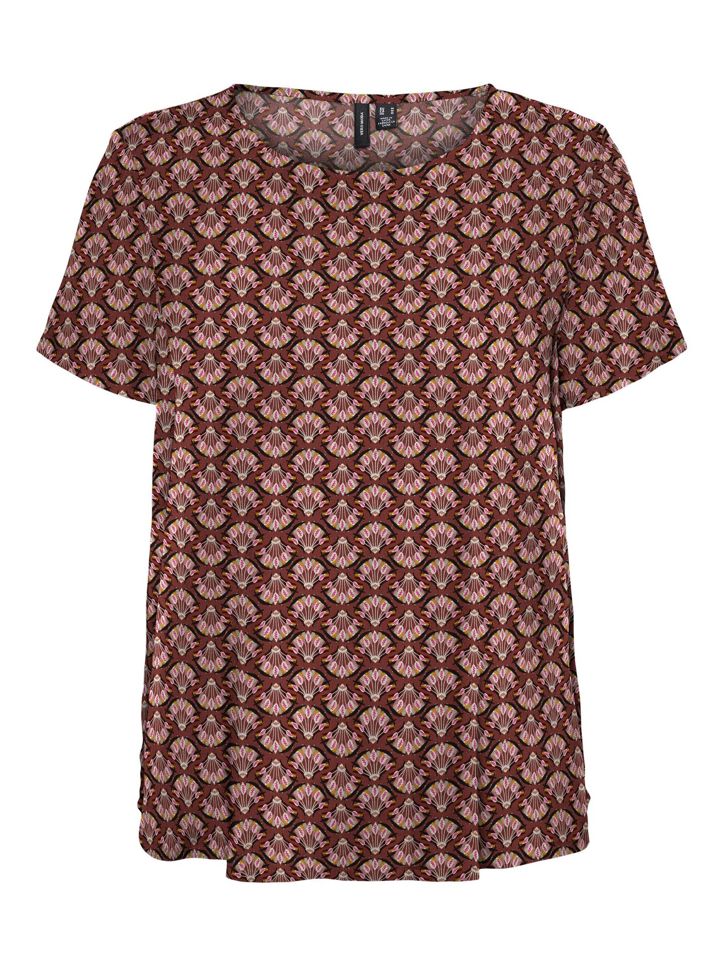 Vero Moda VMEASY JOY S/S TOP WVN GA Mahogany/Fan 00104514-EKA26011400001857