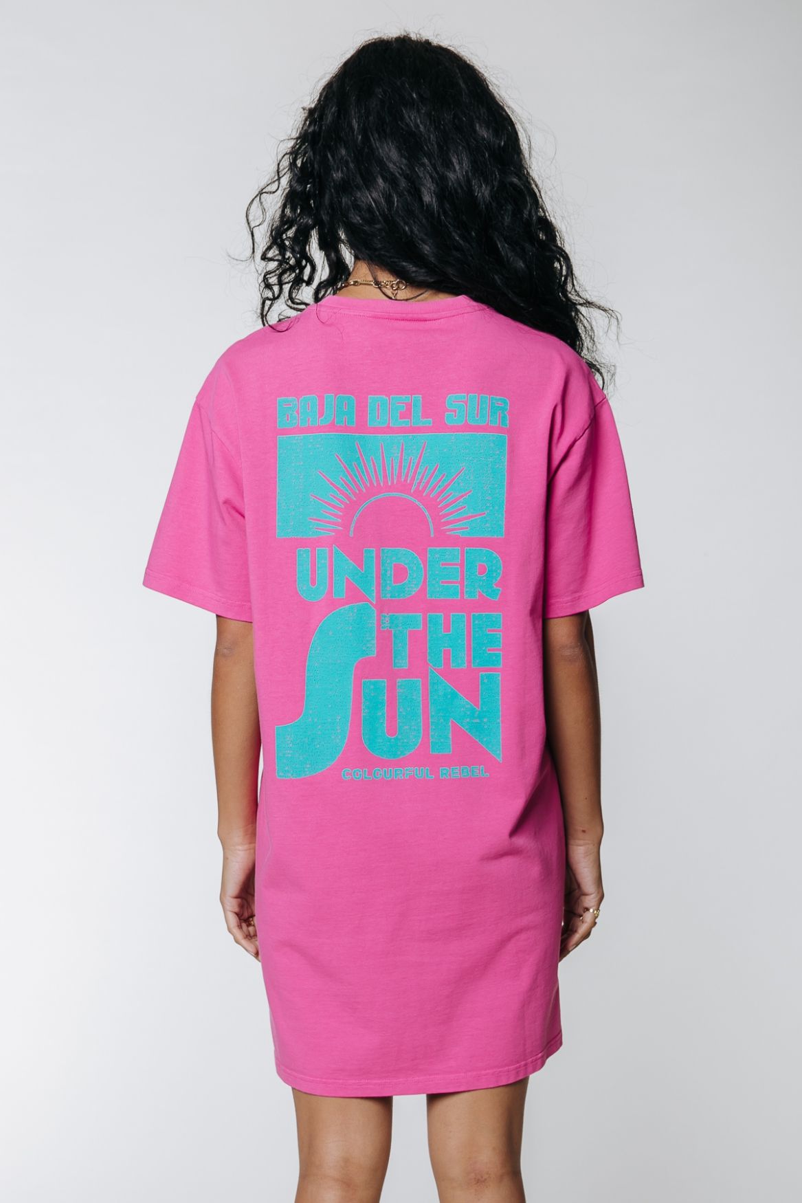 Colourful Rebel Under The Sun Loosefit Tee Dress 615 bright pink 00104524-EKA26011600000013